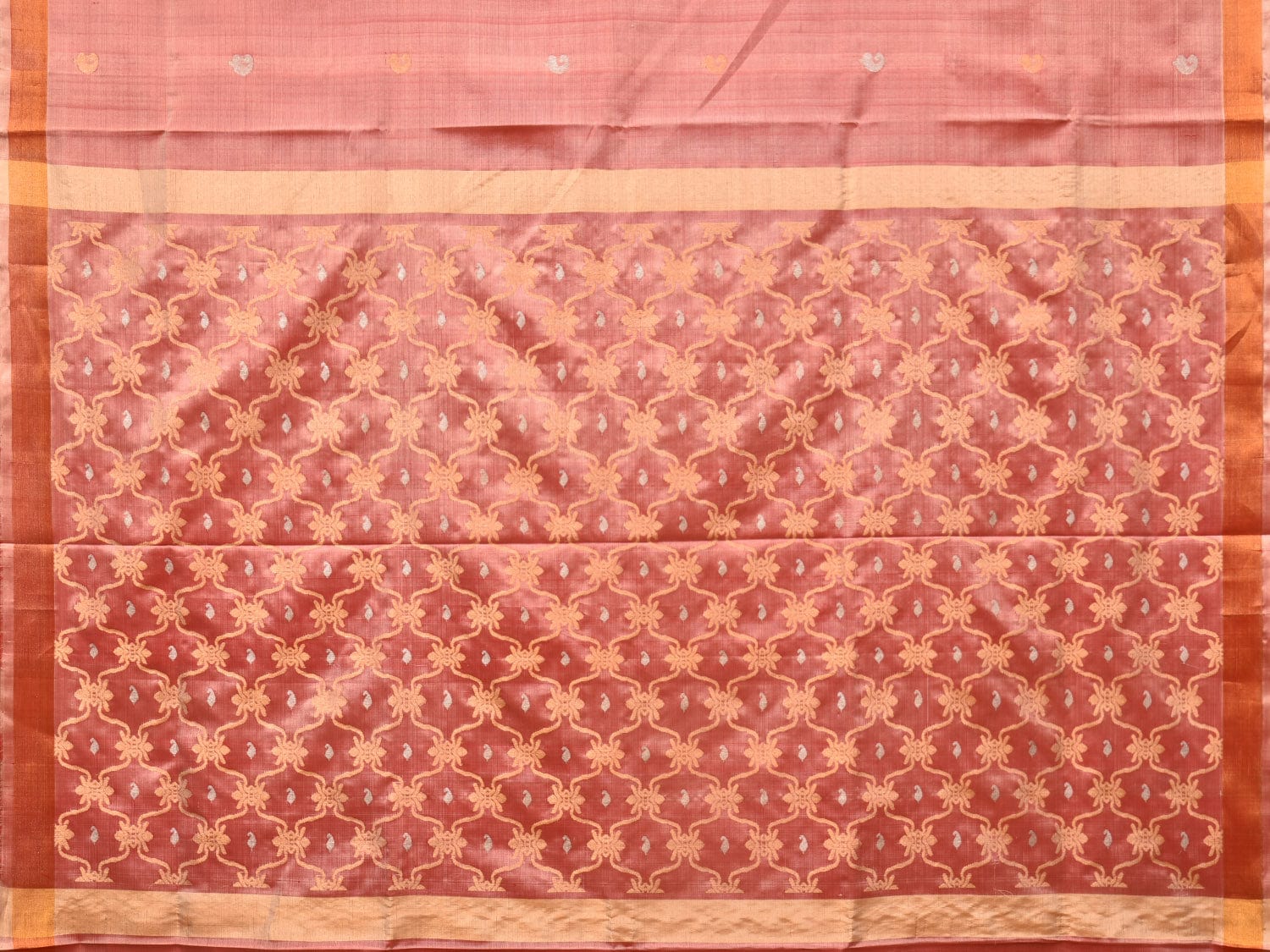 Peach Uppada Silk Handloom Saree with Grill Pallu Design u2109