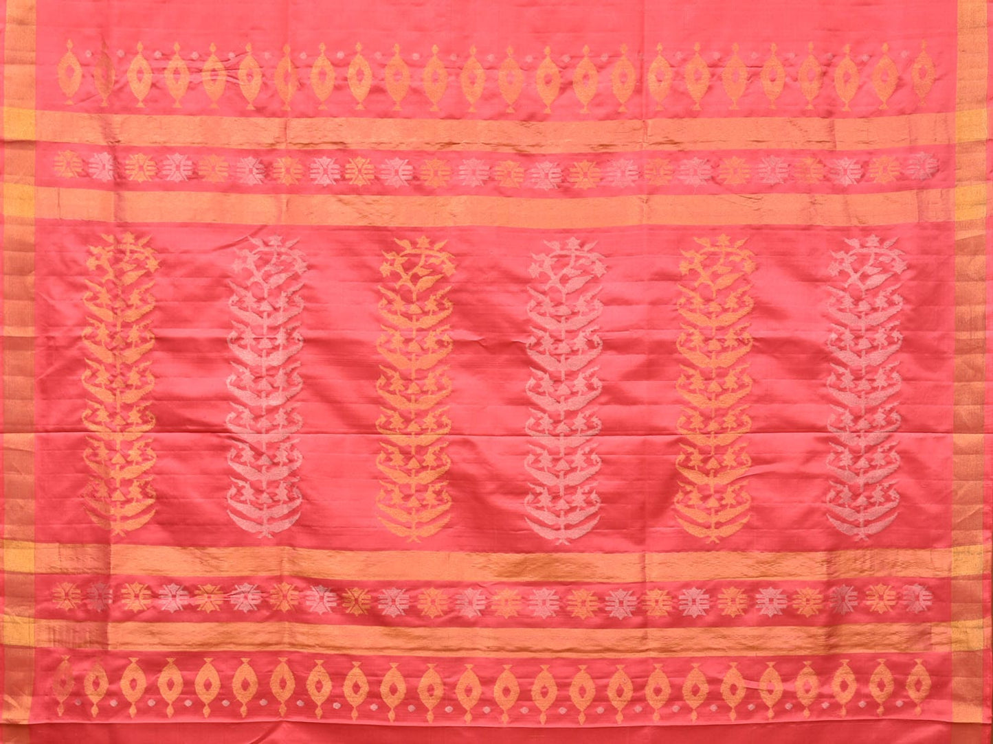 Peach Uppada Silk Handloom Saree with Karpur Pallu Design u2036