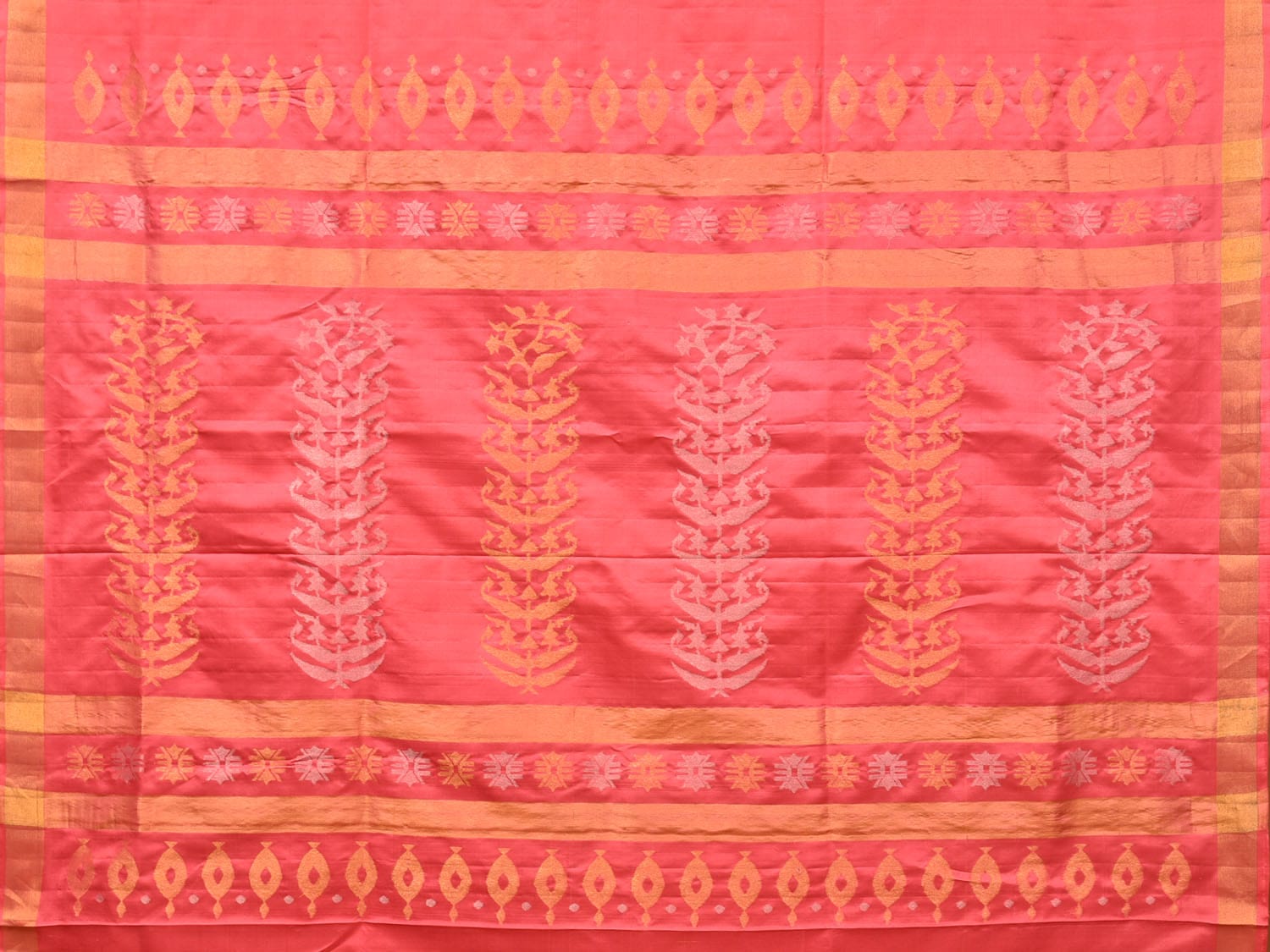 Peach Uppada Silk Handloom Saree with Karpur Pallu Design u2036