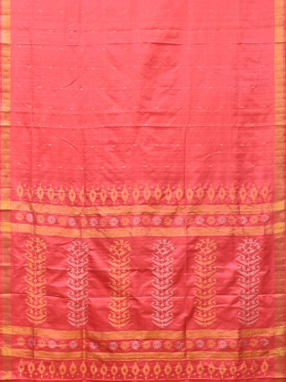 Peach Uppada Silk Handloom Saree with Karpur Pallu Design u2036