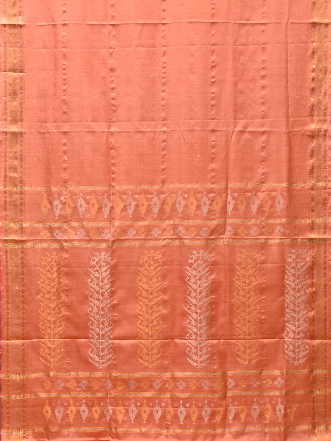 Peach Uppada Silk Handloom Saree with Karpur Pallu Design u2164