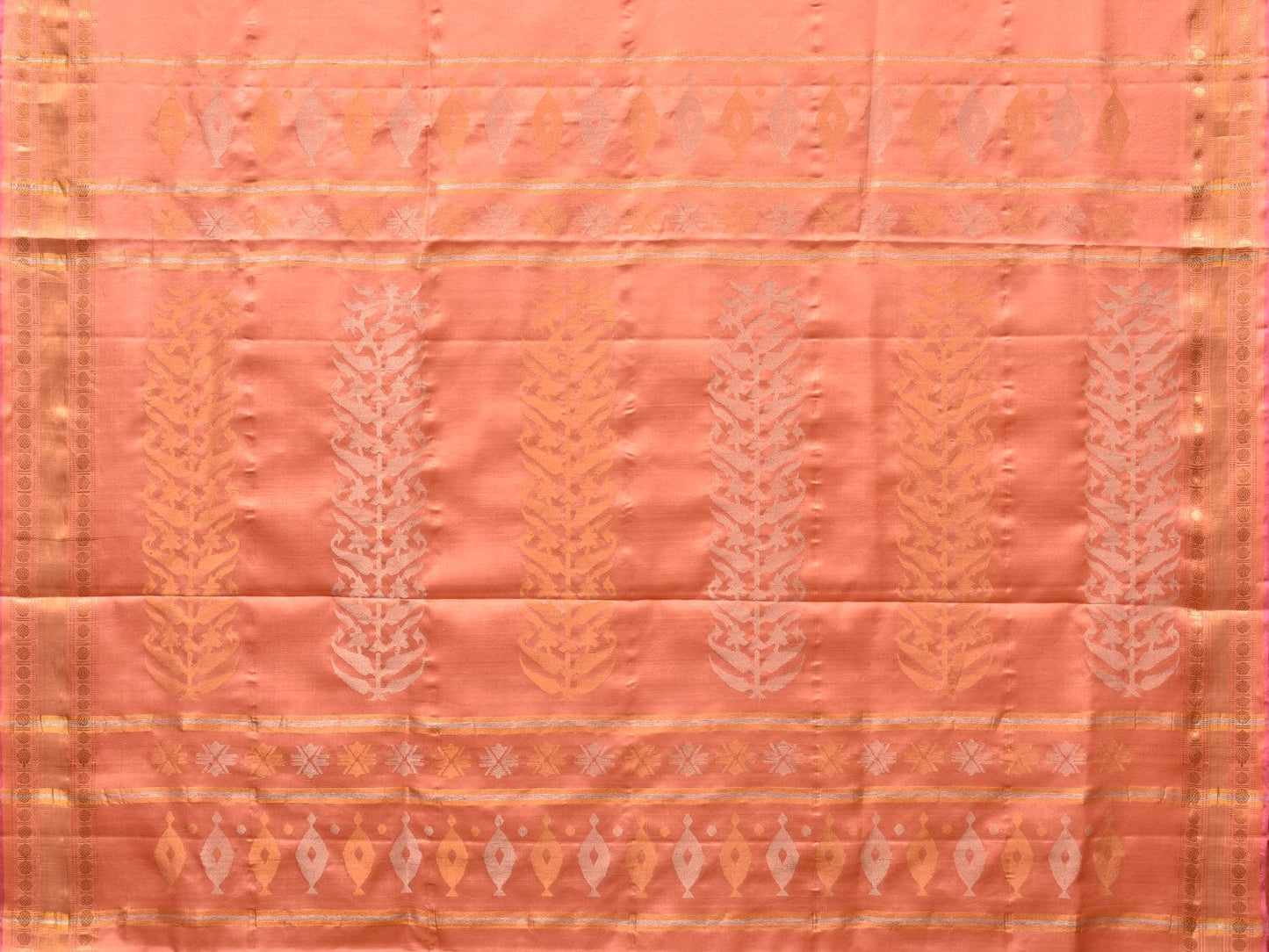 Peach Uppada Silk Handloom Saree with Karpur Pallu Design u2164