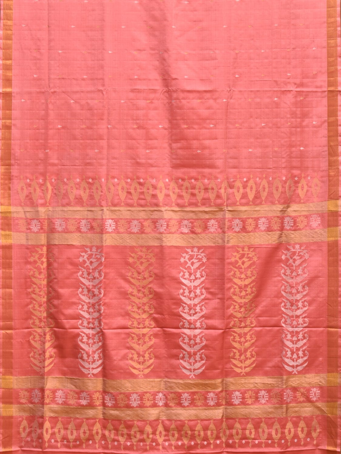 Peach Uppada Silk Handloom Saree with Karpur Pallu Design u2225