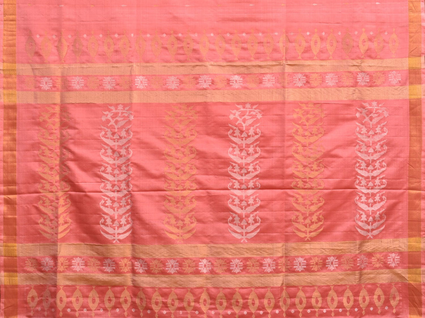 Peach Uppada Silk Handloom Saree with Karpur Pallu Design u2225