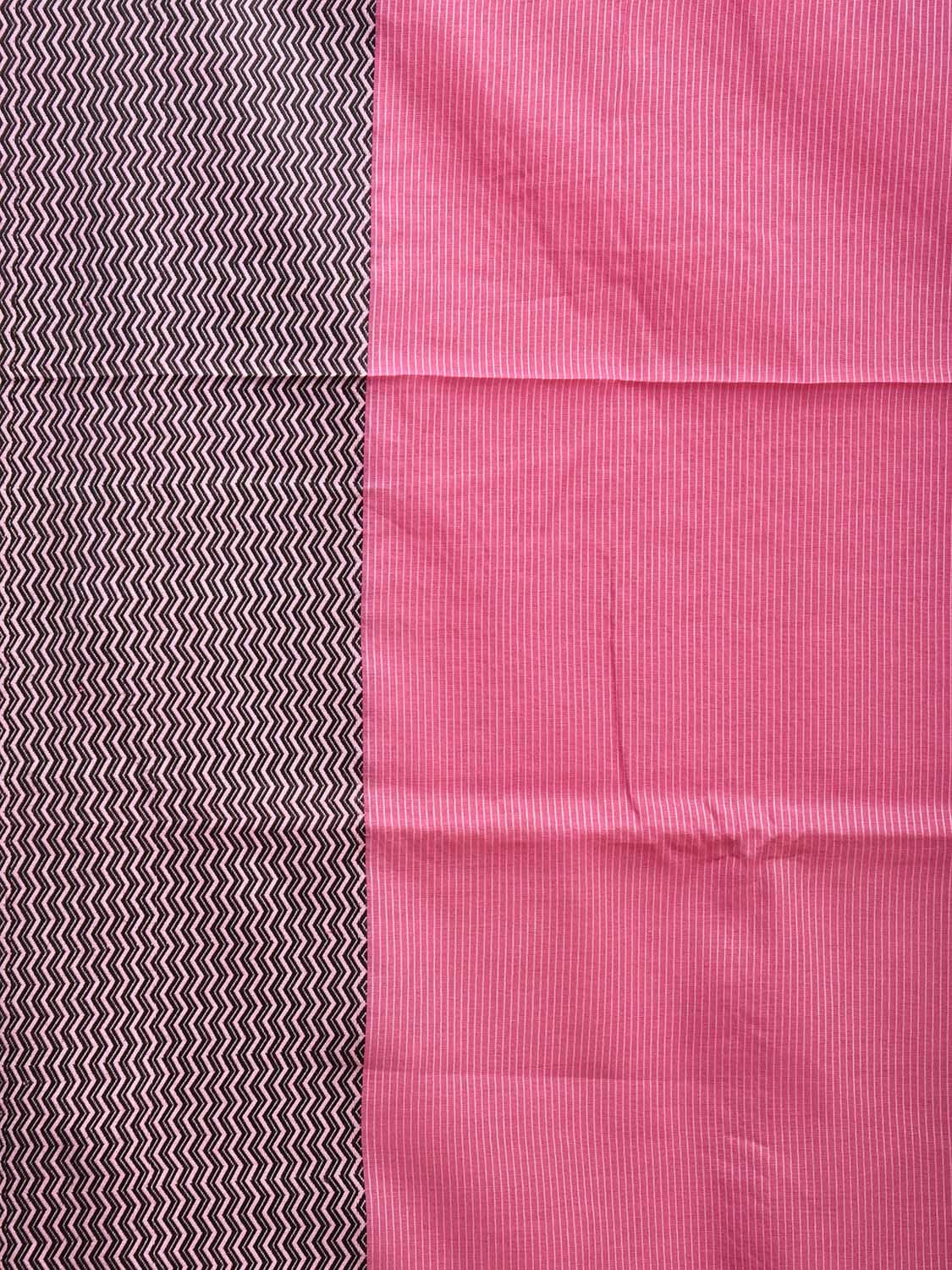 Pink and Black Bamboo Cotton Saree with Strips and Zig-Zag Border Design No Blouse bc0560