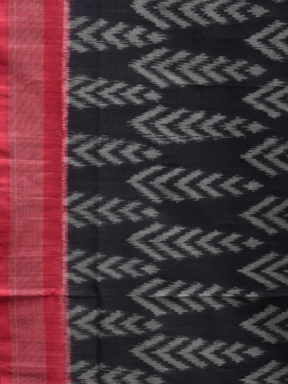 Pink and Black Pochampally Ikat Cotton Handloom Saree with All Over Tree Design i0647