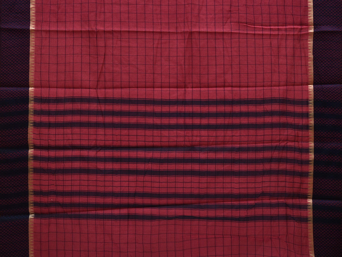 Pink and Blue Bamboo Cotton Saree with Checks Design bc0045