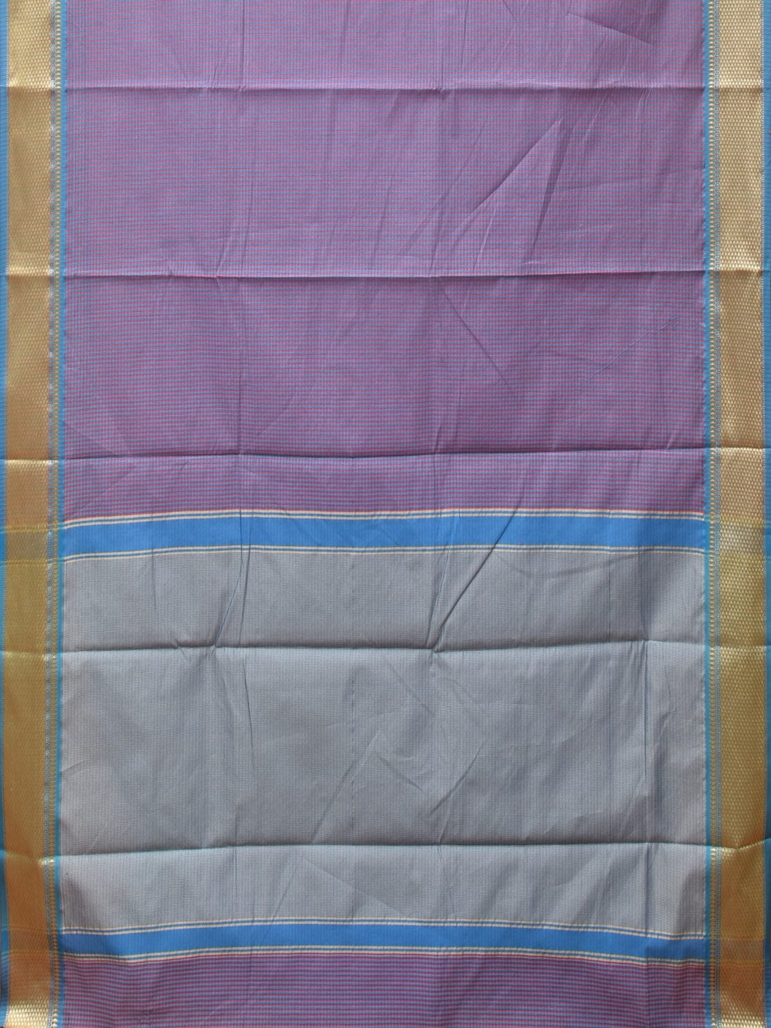 Pink and Blue Bamboo Cotton Saree with Small Checks Design No Blouse bc0244