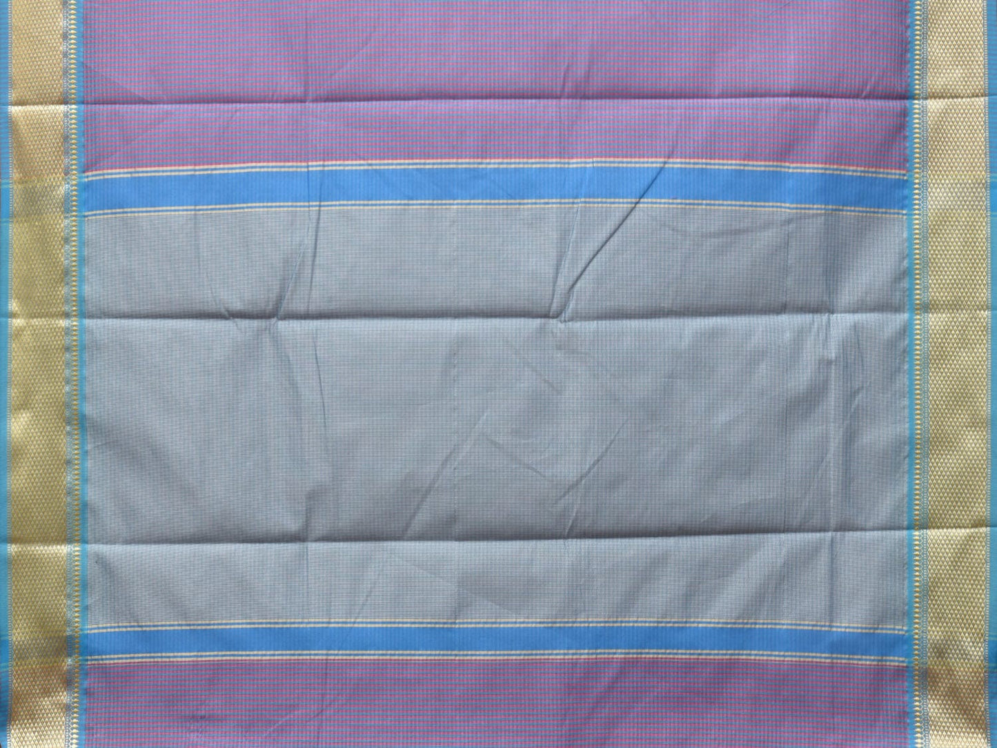 Pink and Blue Bamboo Cotton Saree with Small Checks Design No Blouse bc0244