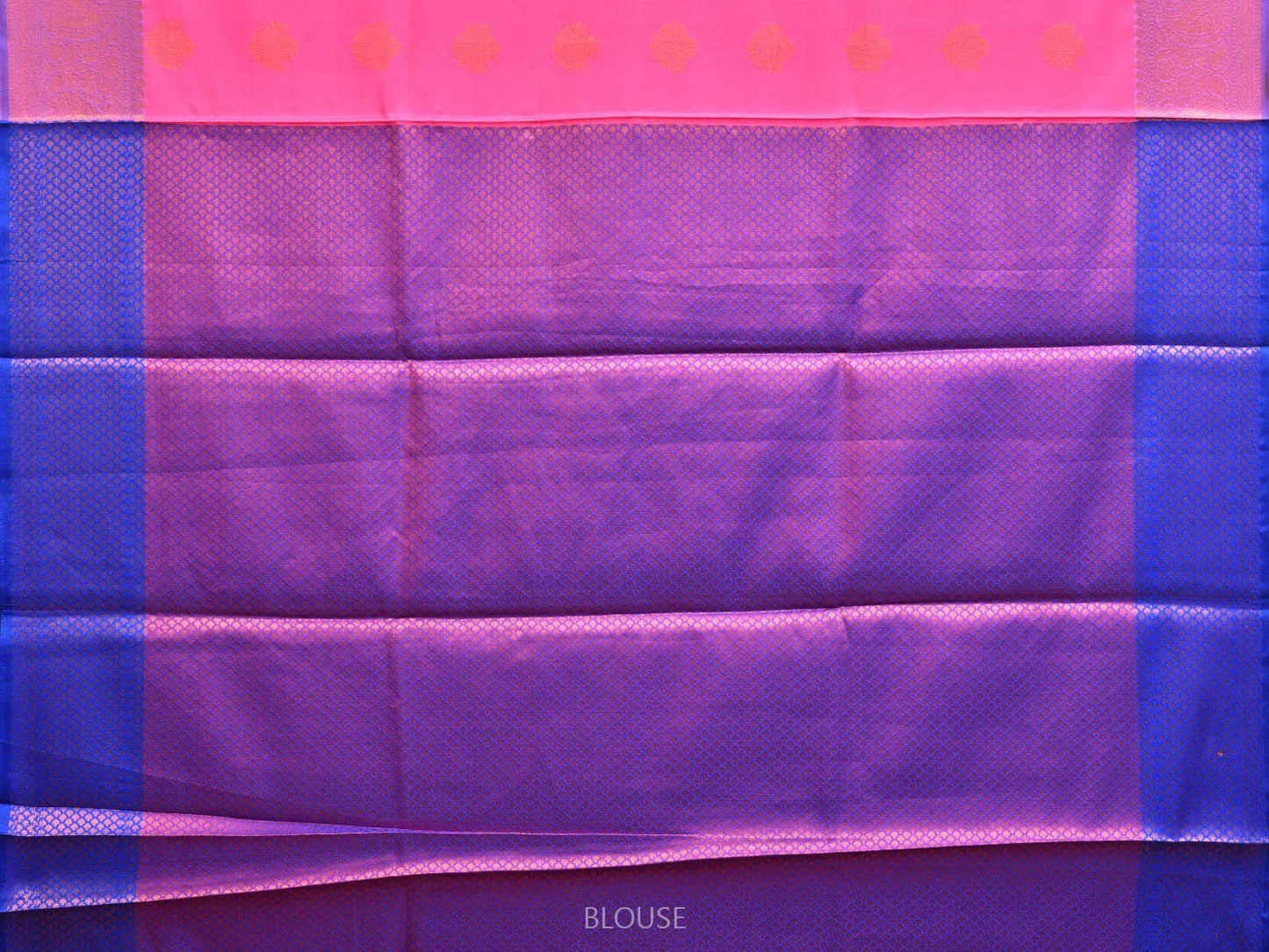 Pink and Blue Katan Silk Saree with Border and Body Butta Design b0137ds