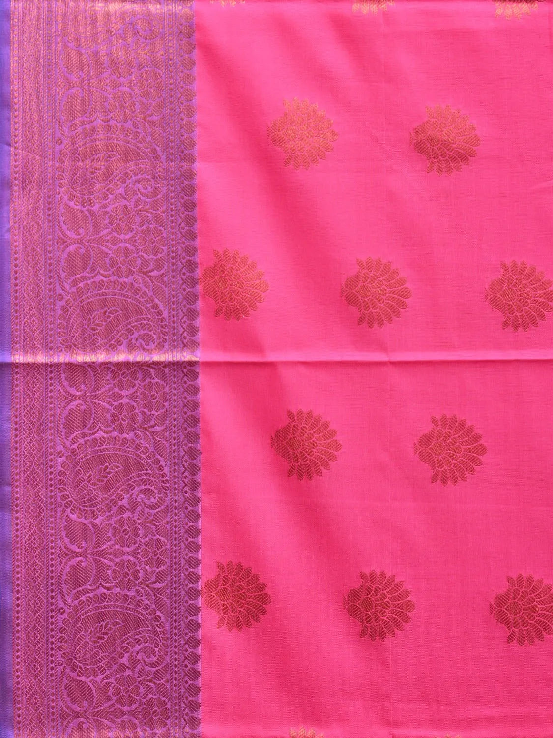 Pink and Blue Katan Silk Saree with Border and Body Butta Design b0137ds