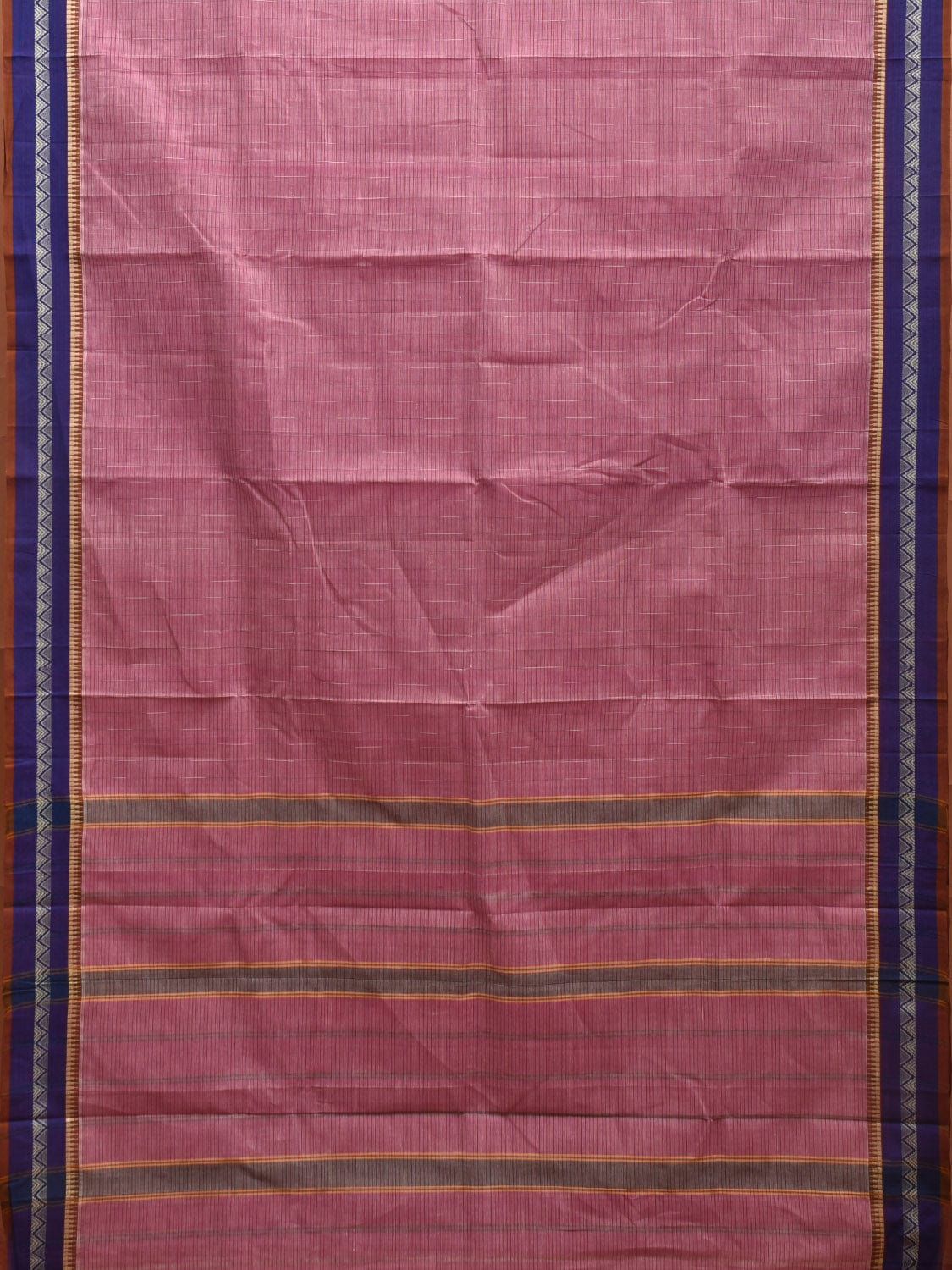 Pink and Blue Narayanpet Cotton Handloom Saree with Checks Design No Blouse np0915