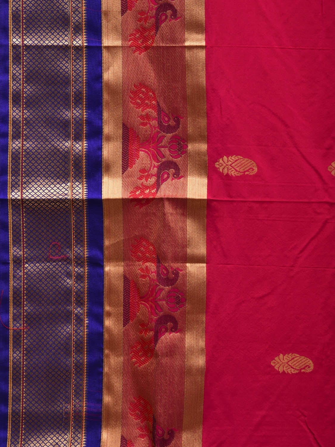 Pink and Blue Paithani Silk Handloom Saree with Pallu and Border Design p0410