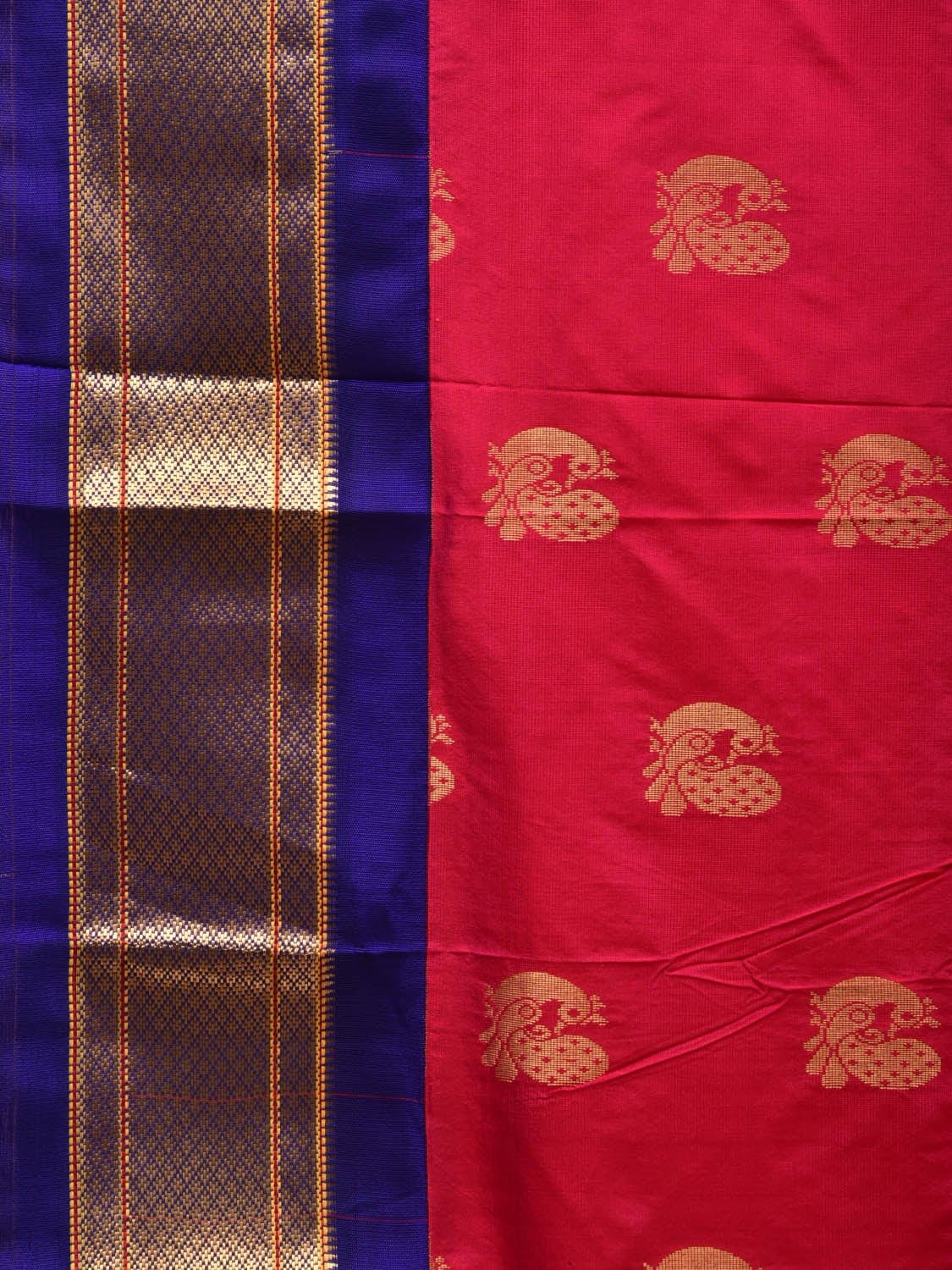 Pink and Blue Paithani Silk Handloom Saree with Pallu Design p0413