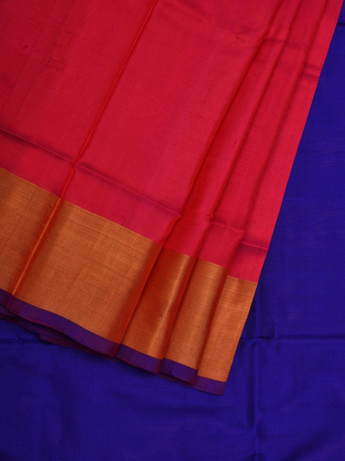 Pink and Blue Uppada Silk Handloom Plain Saree with Contrast Pallu Design u1857