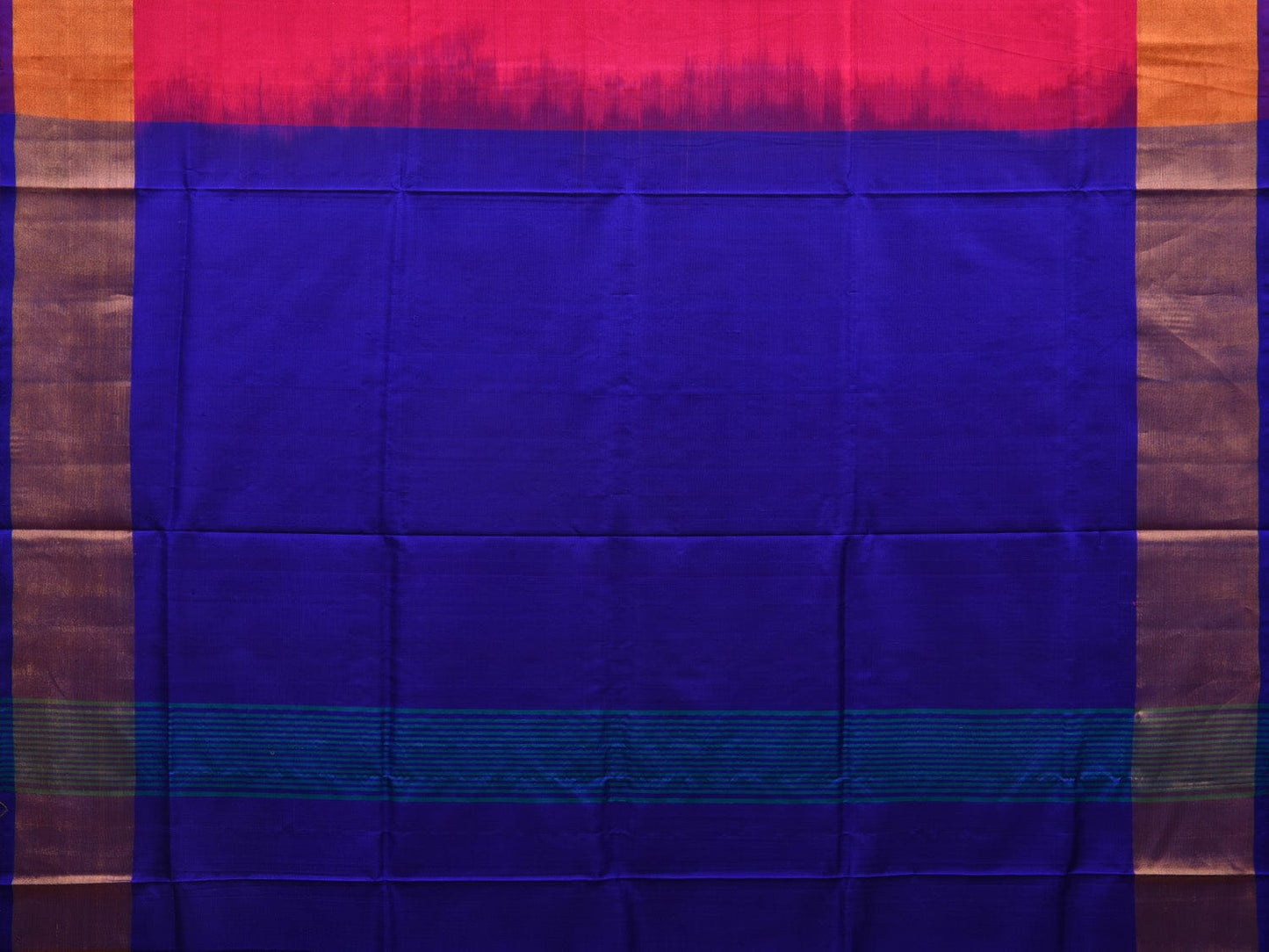 Pink and Blue Uppada Silk Handloom Plain Saree with Contrast Pallu Design u1857
