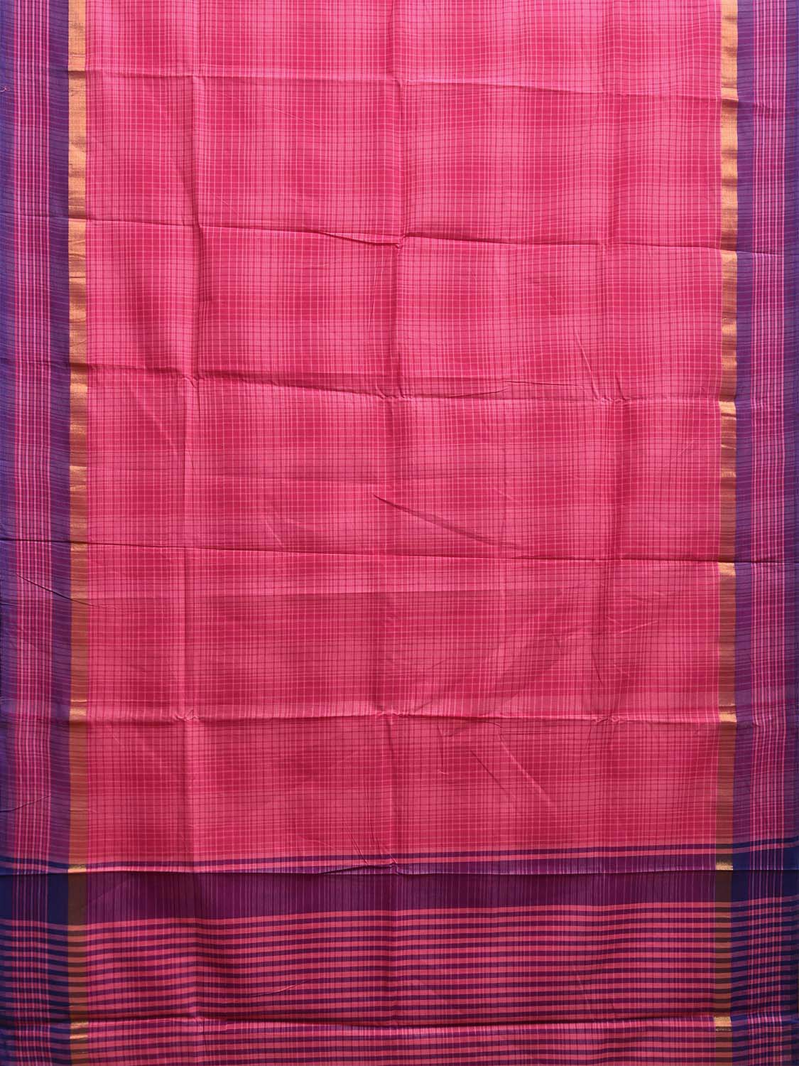 Pink and Blue Venkatagiri Cotton Saree with Strips Pallu and Border Design v0102