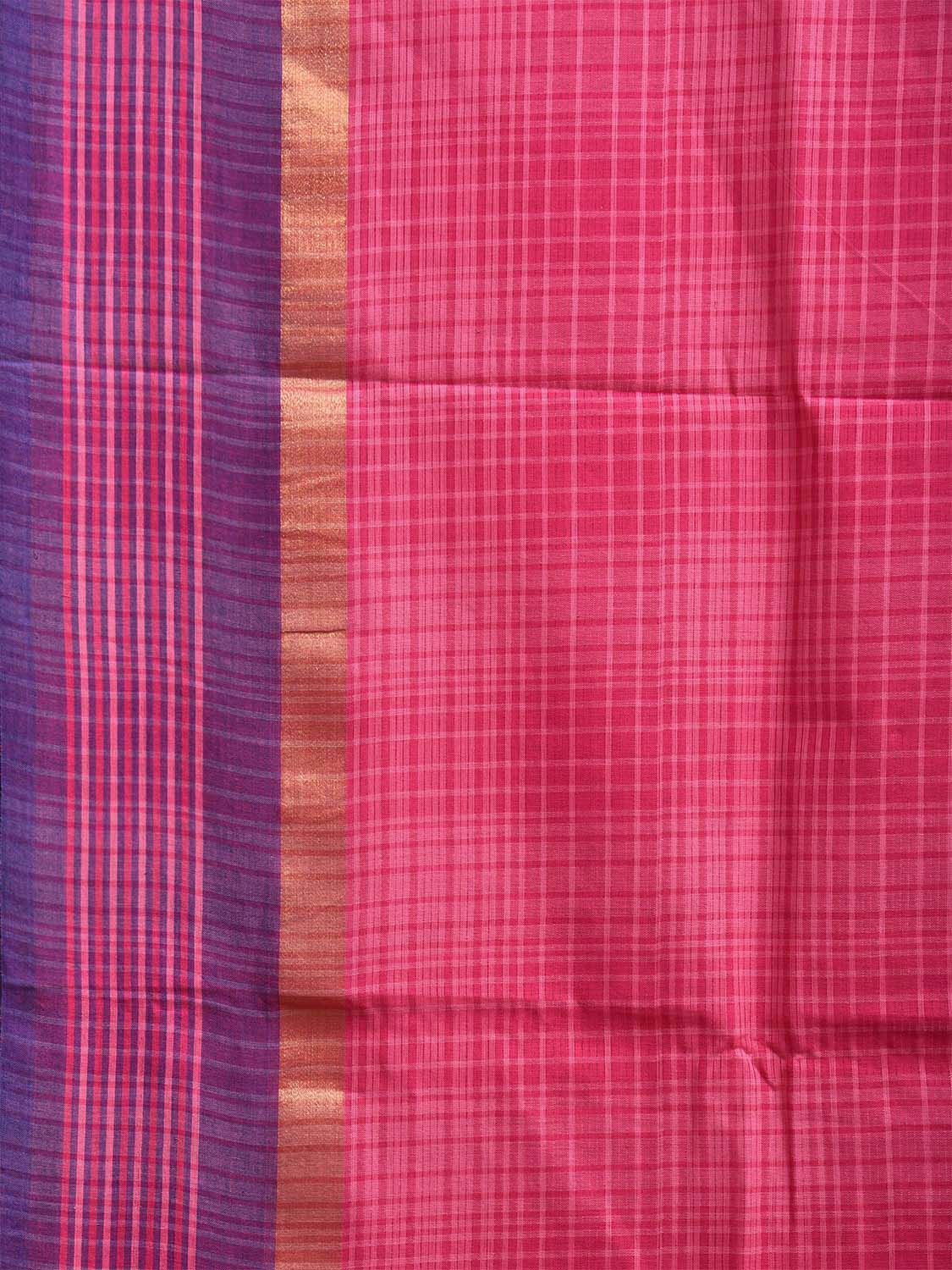 Pink and Blue Venkatagiri Cotton Saree with Strips Pallu and Border Design v0102