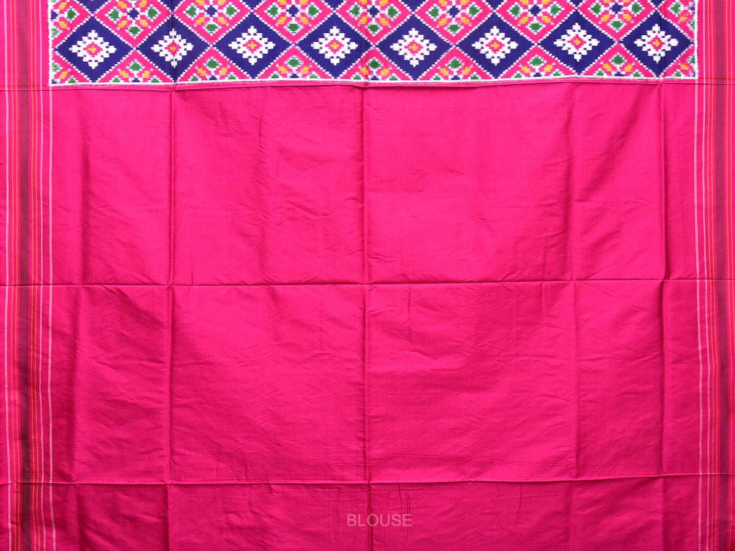 Pink and Dark Blue Pochampally Double Ikat Silk Handloom Saree with Grill Design i0757