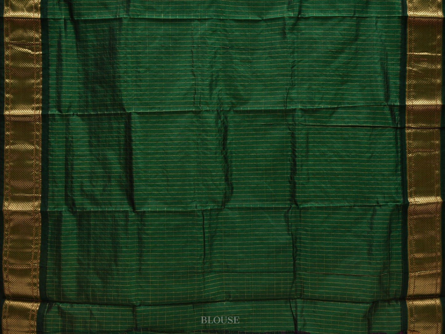 Pink and Dark Green Paithani Silk Handloom Saree with Checks and Body Design p0422