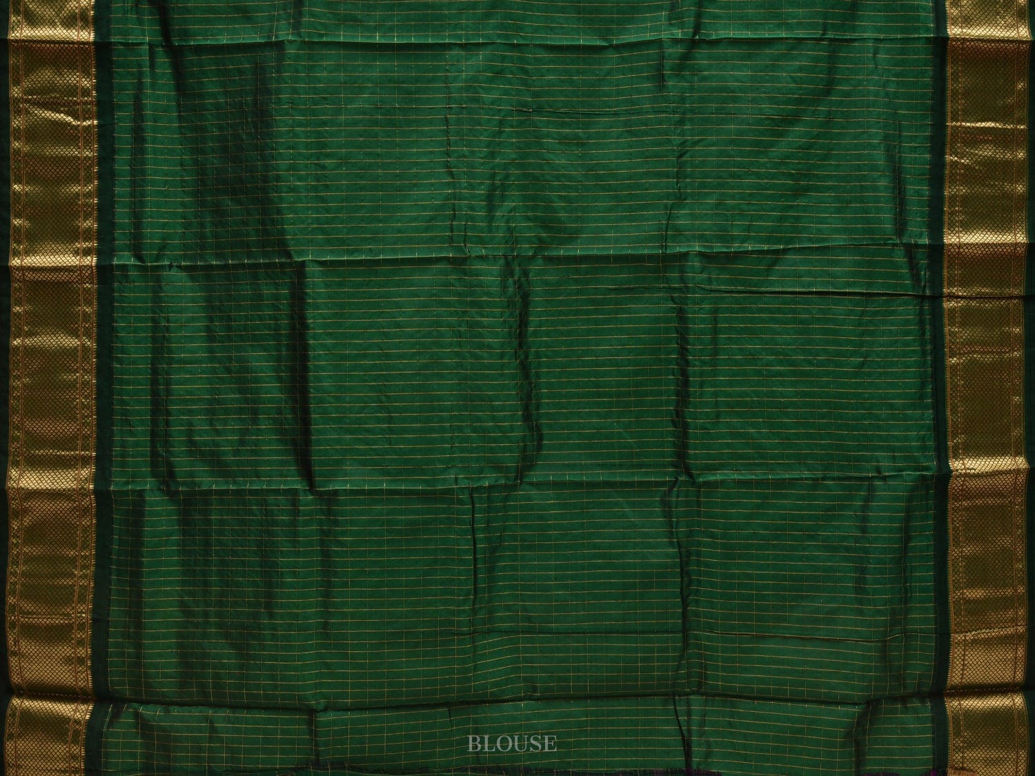 Pink and Dark Green Paithani Silk Handloom Saree with Checks and Body Design p0422
