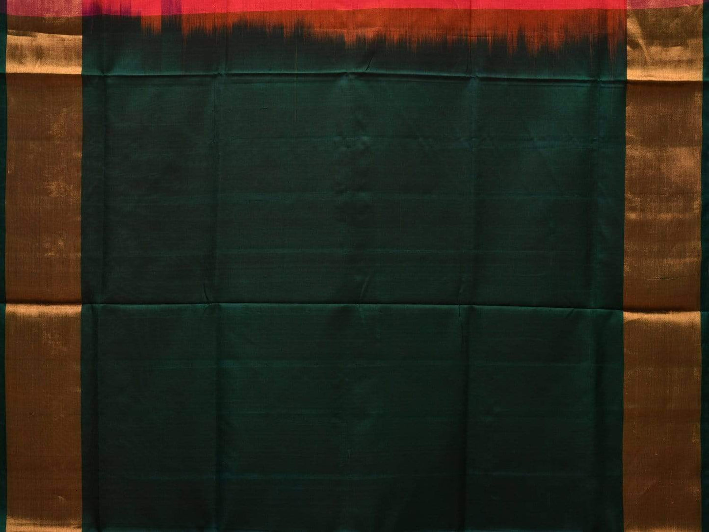 Pink and Dark Green Uppada Silk Handloom Plain Saree with Contrast Pallu u1793