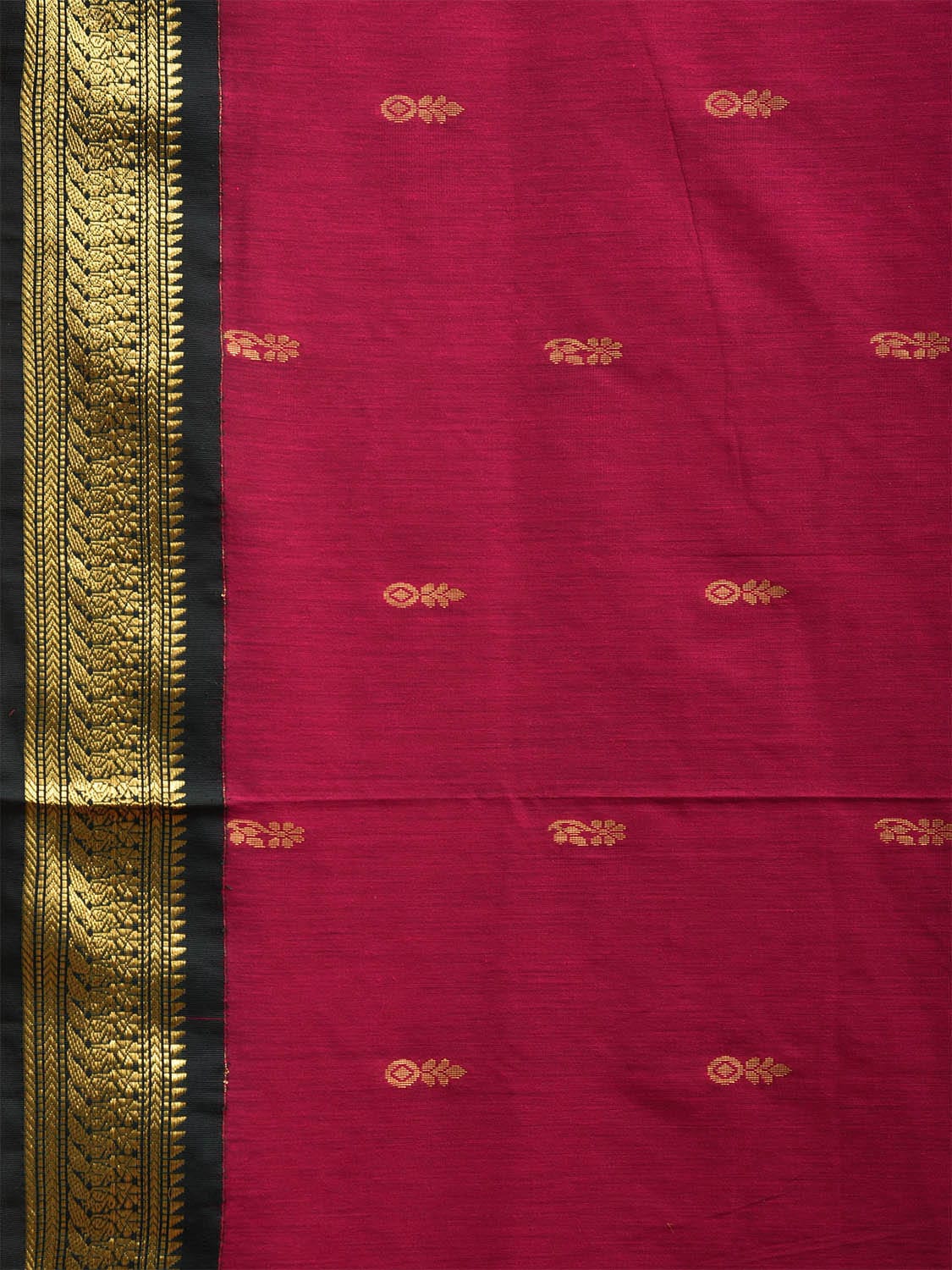 Pink and Green Gadwal Cotton Saree with Pallu and Border Design g0431