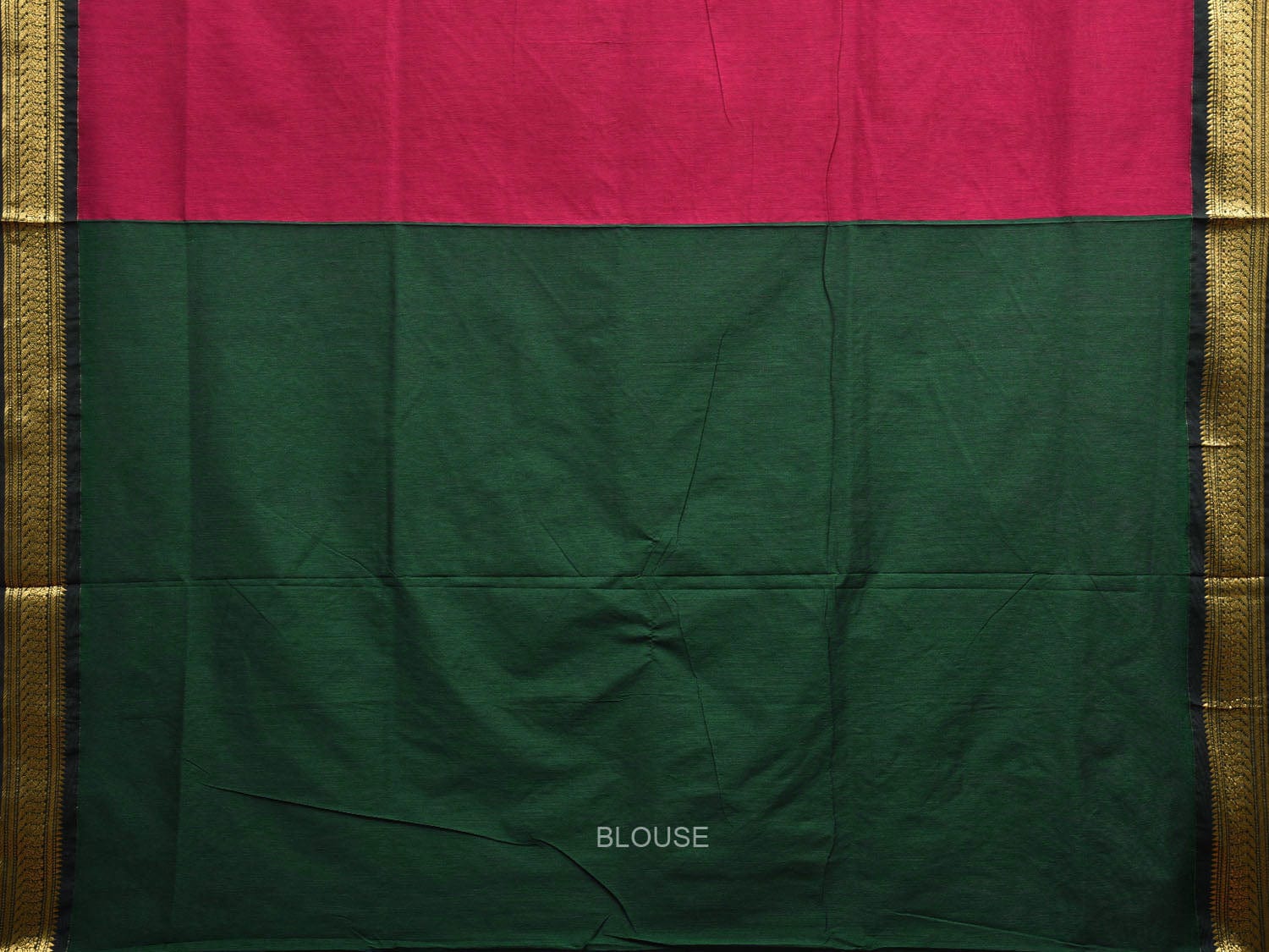 Pink and Green Gadwal Cotton Saree with Pallu and Border Design g0431