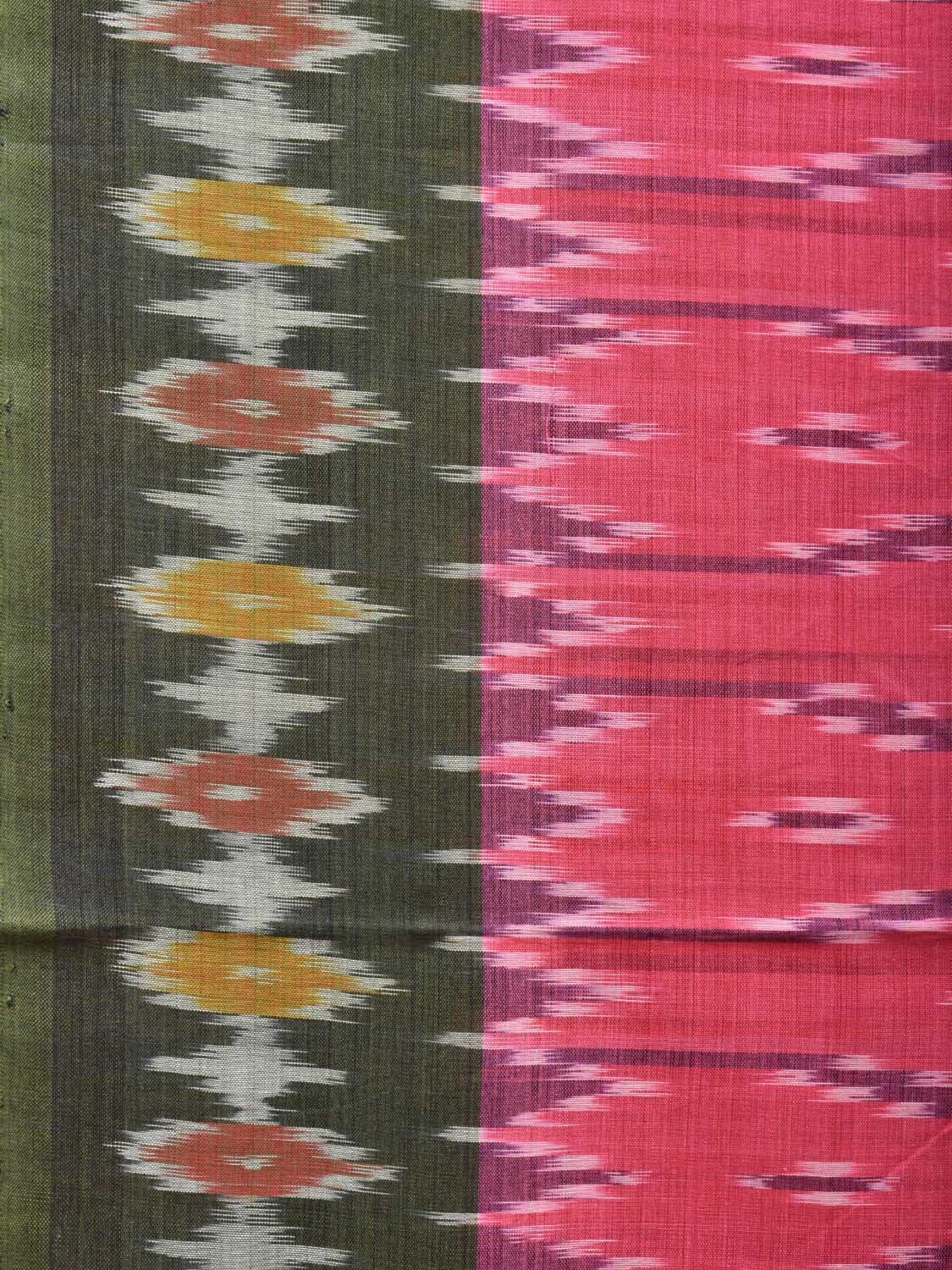 Pink and Green Pochampally Ikat Cotton Handloom Saree with Grill Design No Blouse i0805