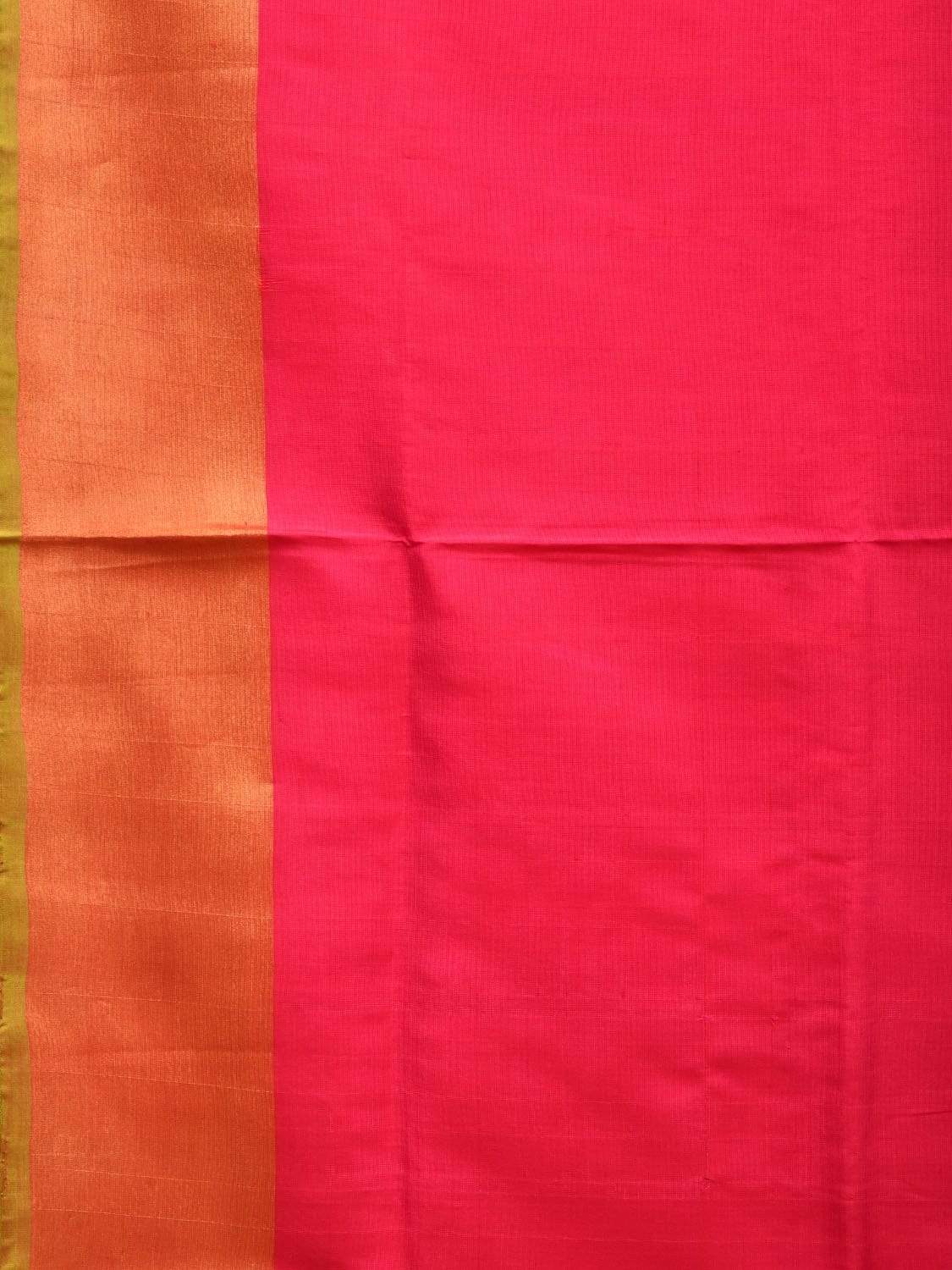 Pink and Green Uppada Silk Handloom Plain Saree with Contrast Pallu Design u1755