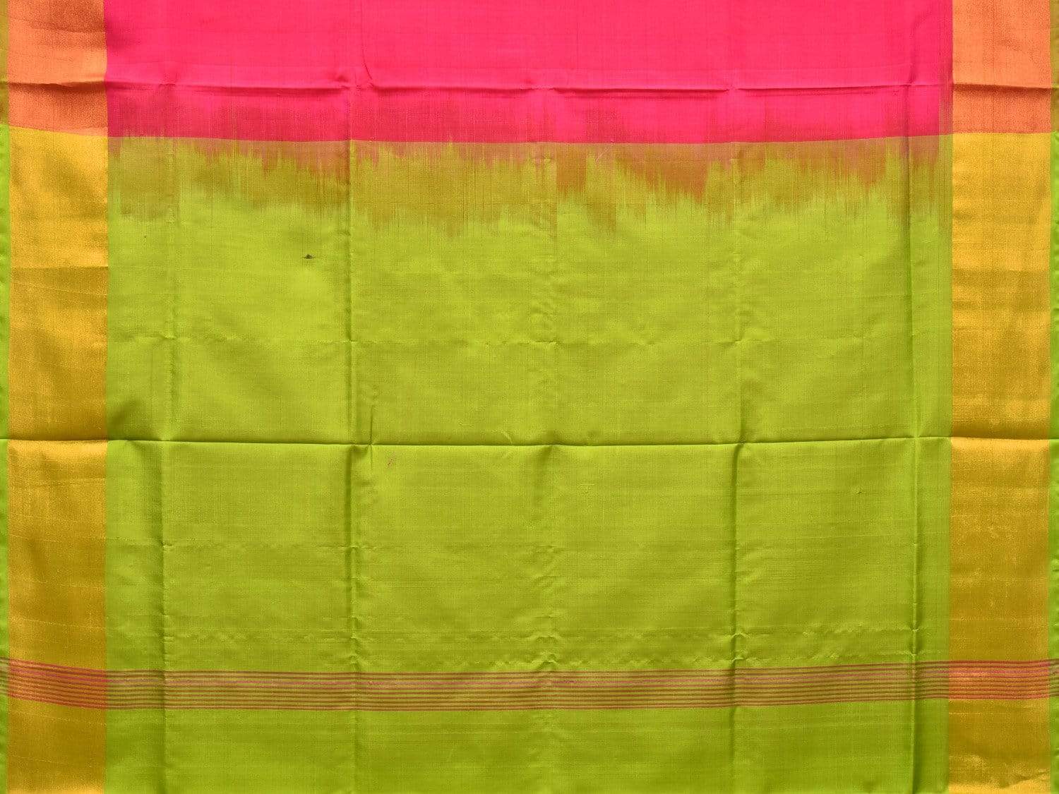 Pink and Green Uppada Silk Handloom Plain Saree with Contrast Pallu Design u1755