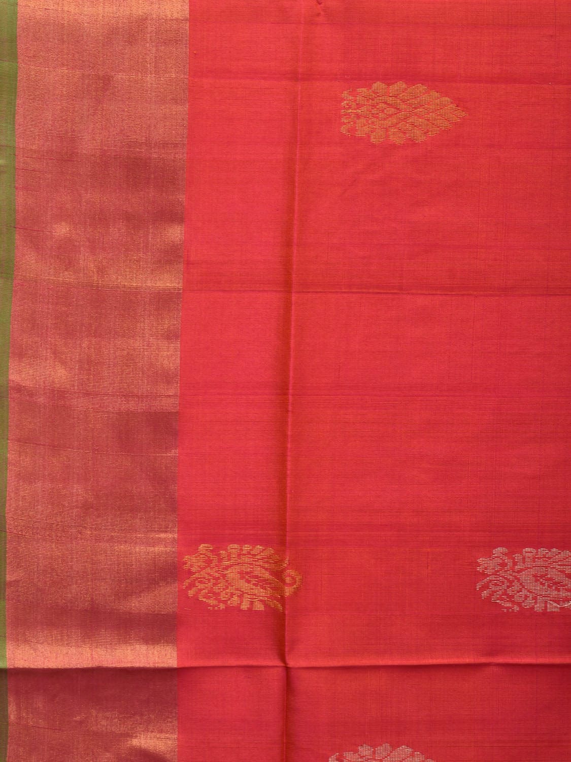 Pink and Green Uppada Silk Handloom Saree with Buta Design u1983