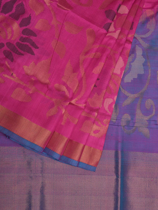 Pink and Lavender Uppada Silk Handloom Saree with All Over Design u1957