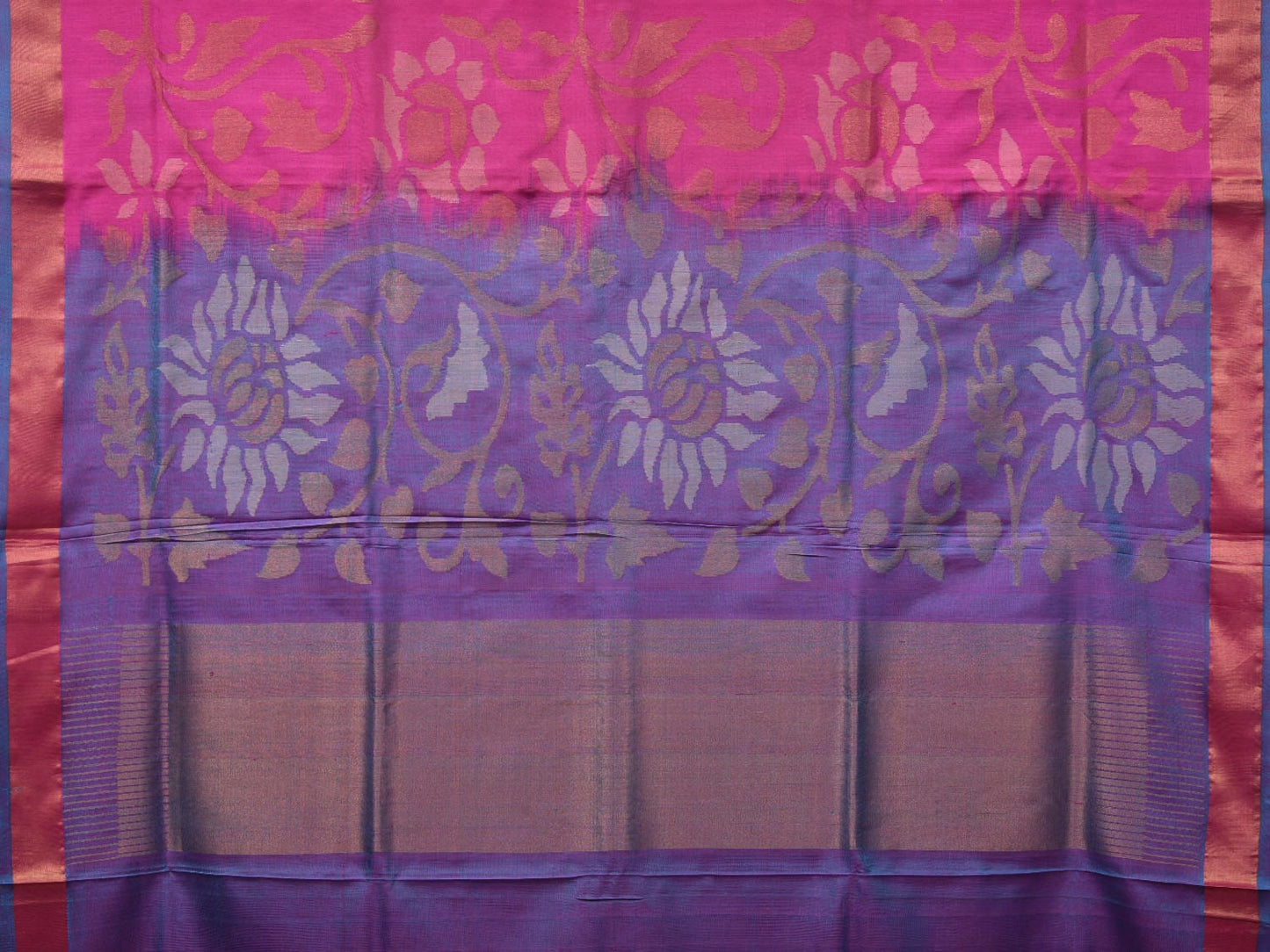 Pink and Lavender Uppada Silk Handloom Saree with All Over Design u1957