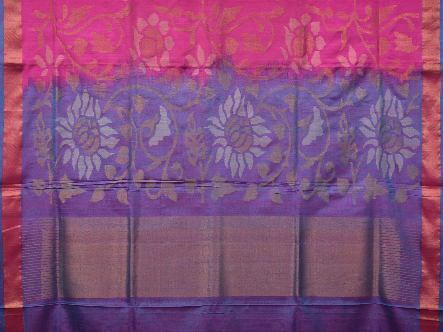 Pink and Lavender Uppada Silk Handloom Saree with All Over Design u1957
