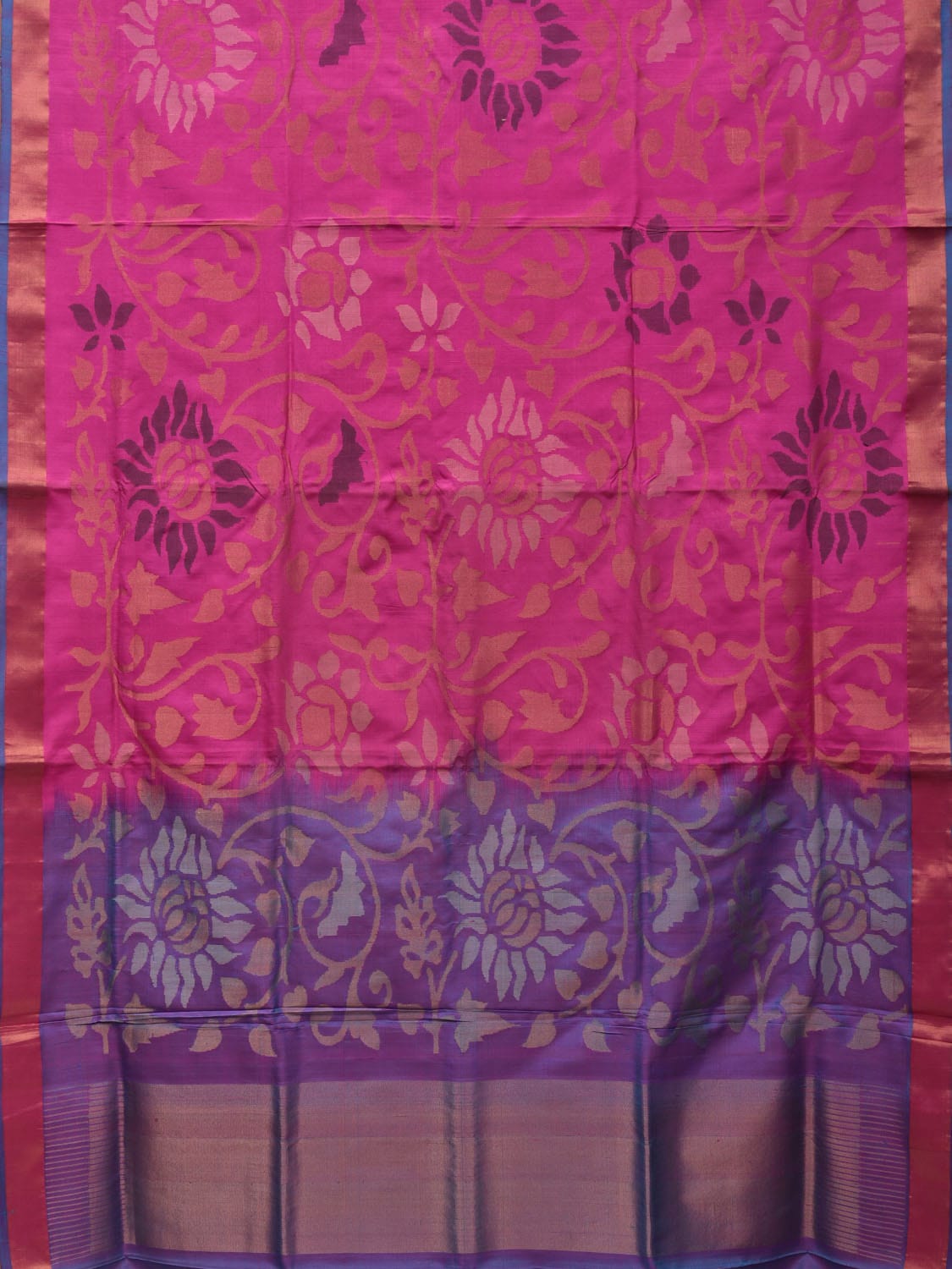 Pink and Lavender Uppada Silk Handloom Saree with All Over Design u1957