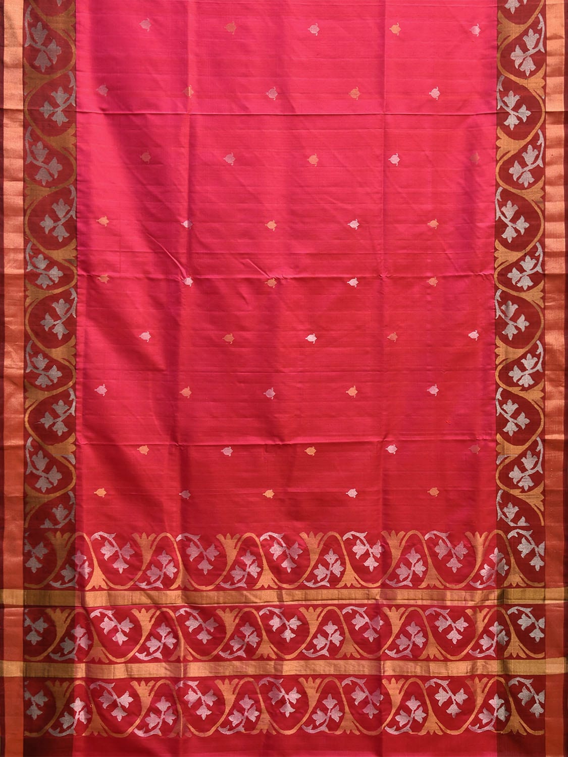 Pink and Maroon Uppada Silk Handloom Saree with Border Design u2333