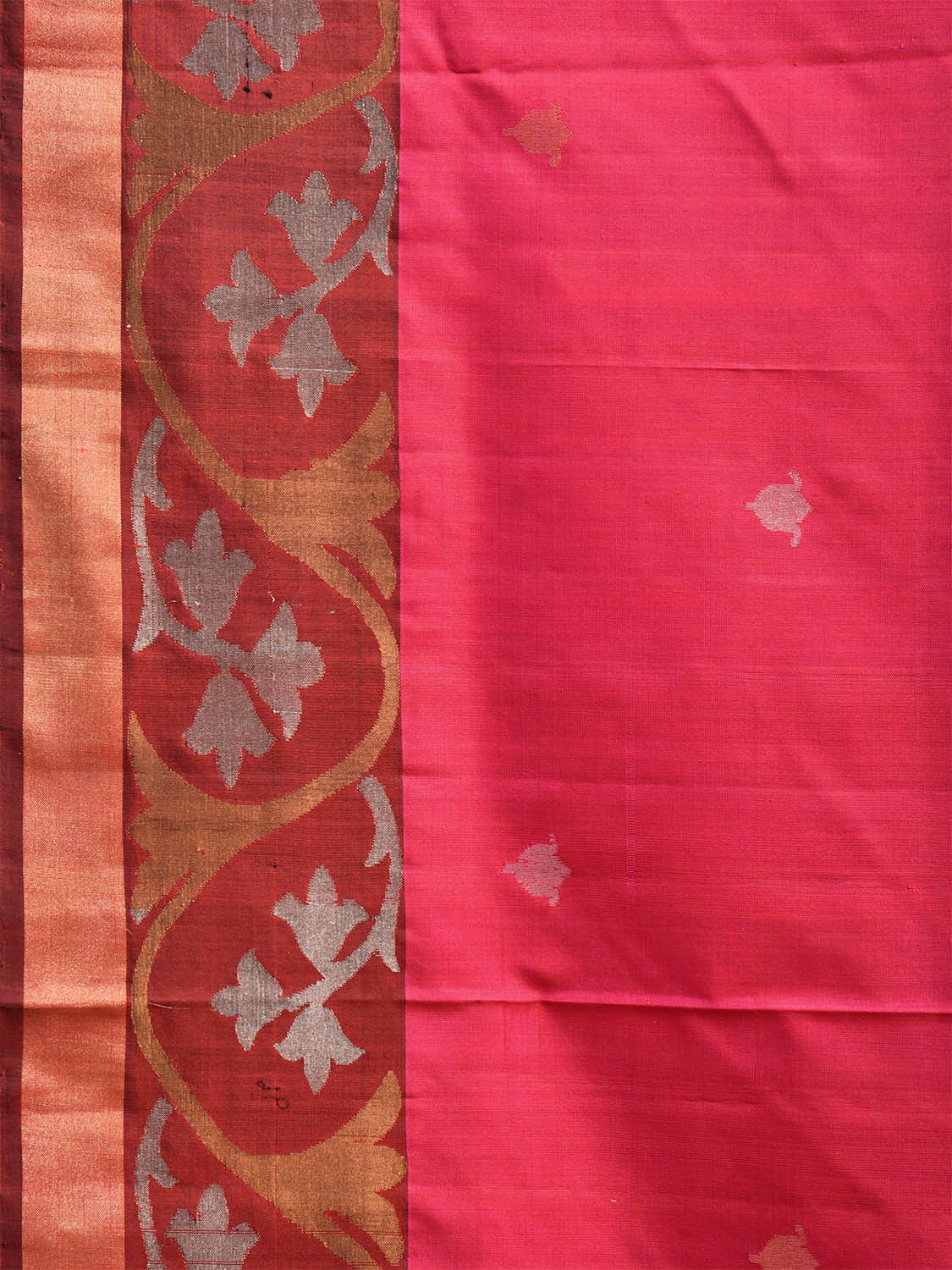 Pink and Maroon Uppada Silk Handloom Saree with Border Design u2333