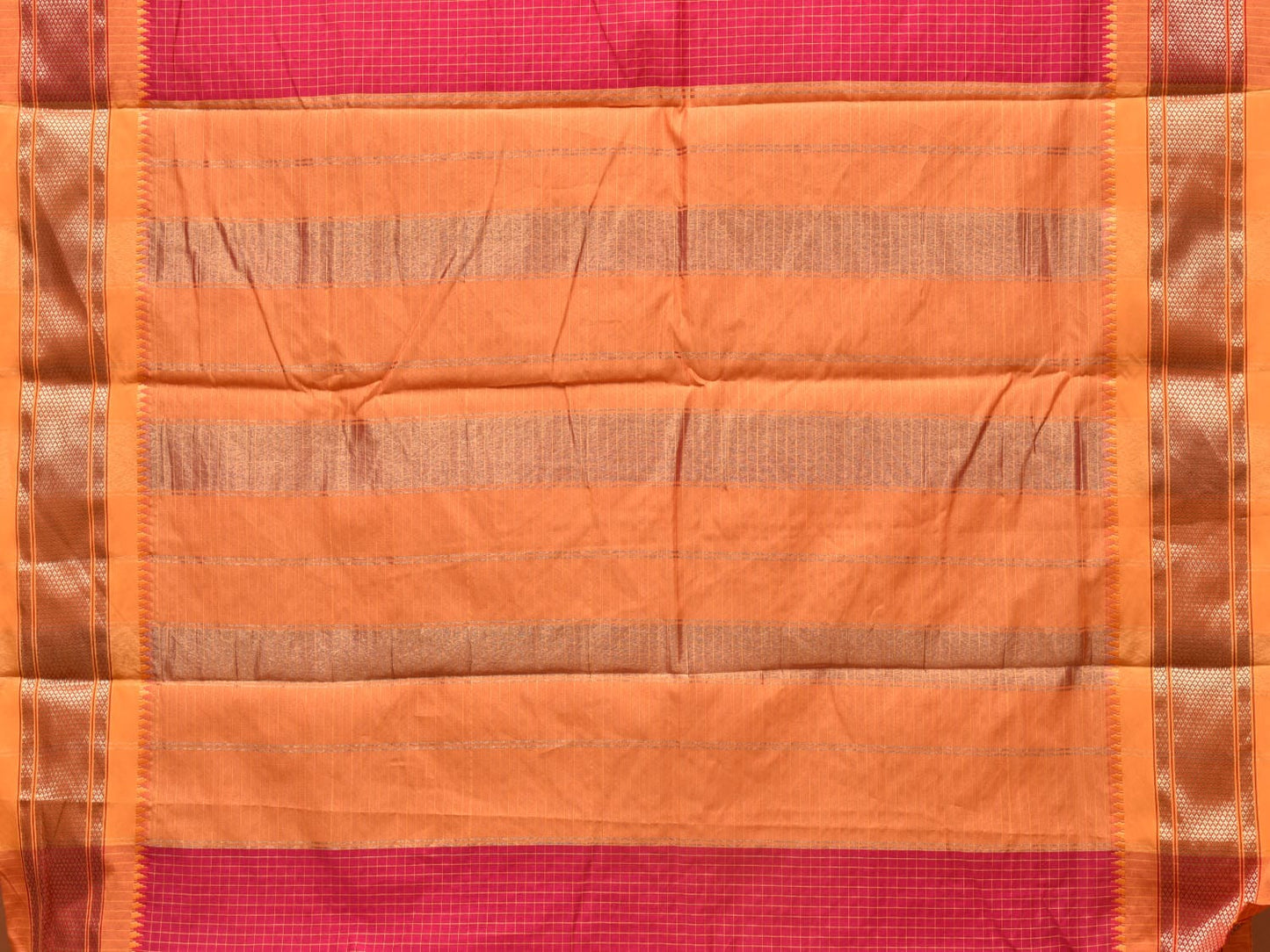 Pink and Mustard Bamboo Cotton Saree with Checks Design No Blouse bc0220
