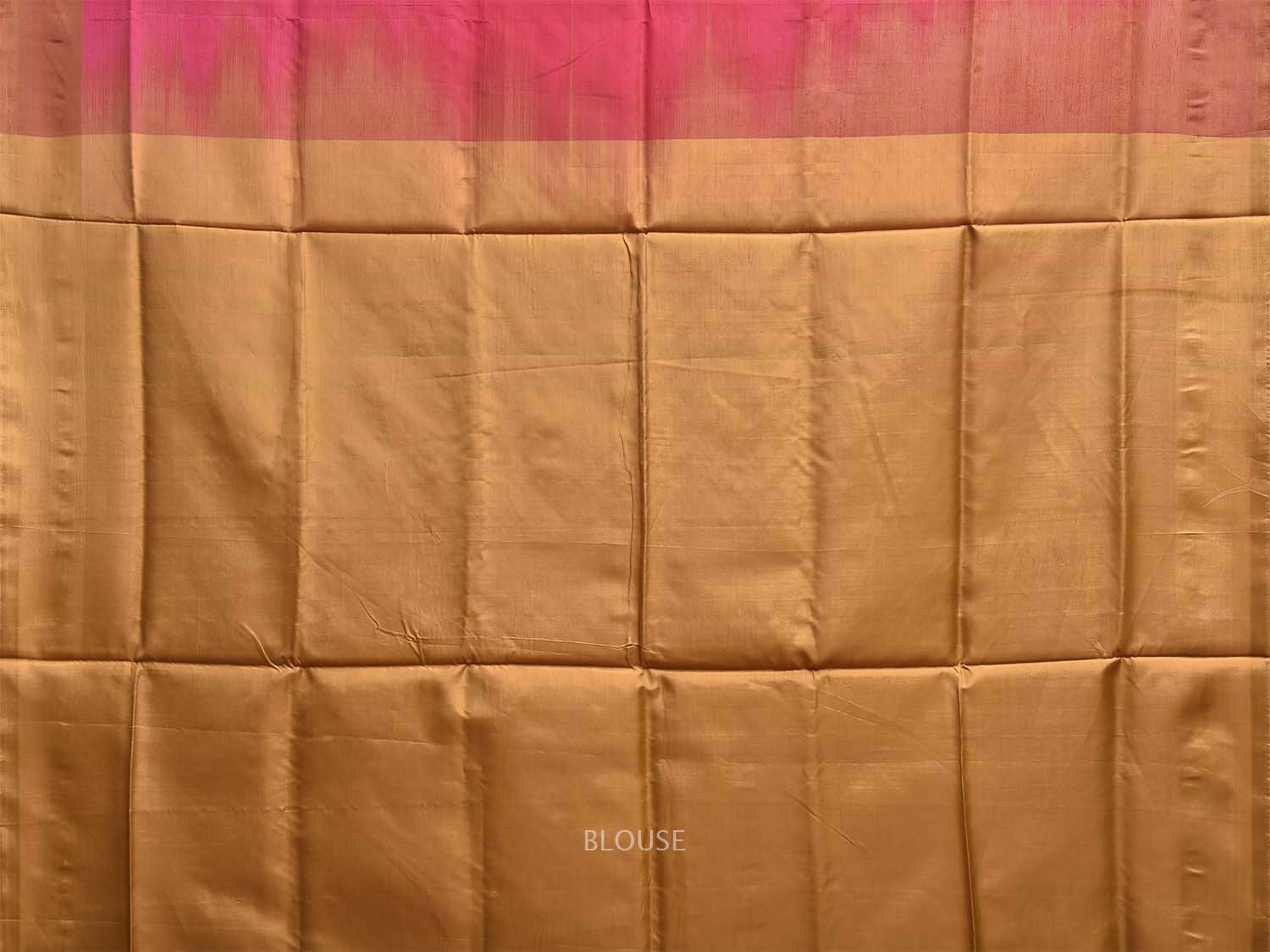 Pink and Mustard Banana Silk Saree with Peacock Border Buta Design o0678
