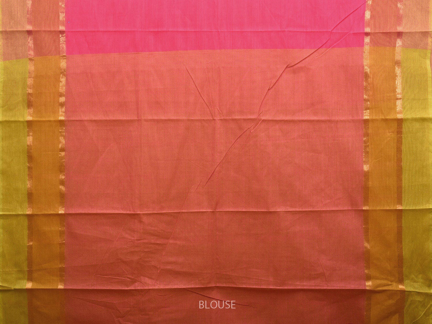 Pink and Mustard Kanchipuram Cotton Plain Saree with Strips Pallu Design k0614