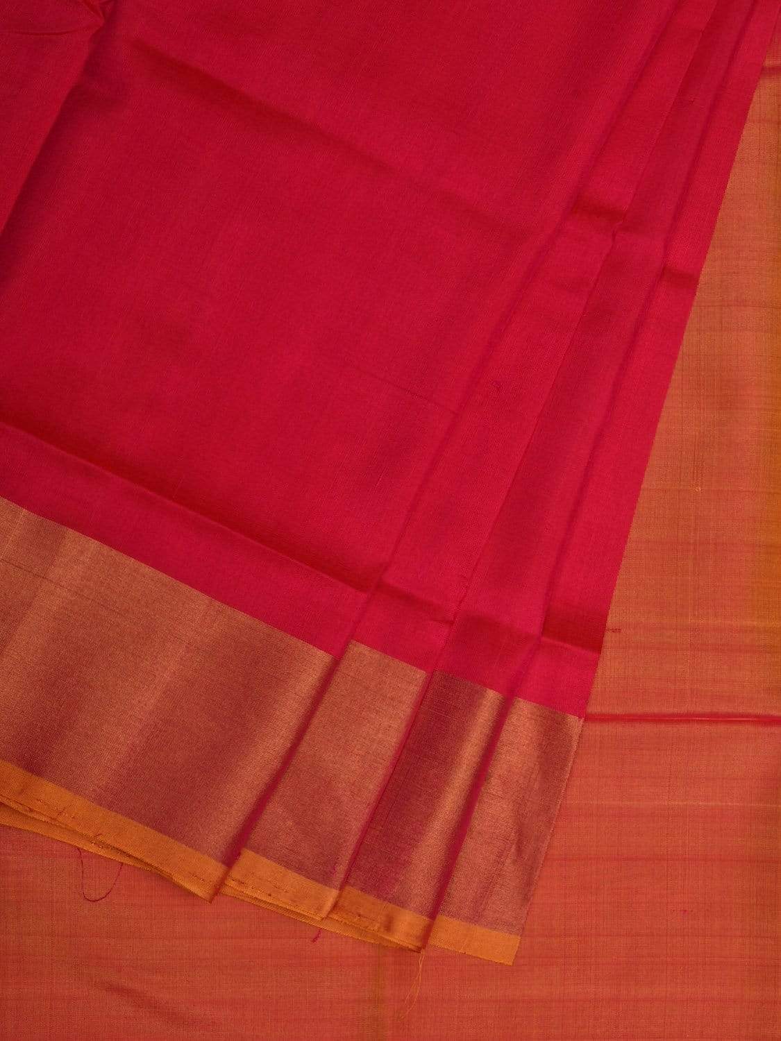 Pink and Mustard Uppada Silk Handloom Plain Saree with Contrast Pallu Design u1797