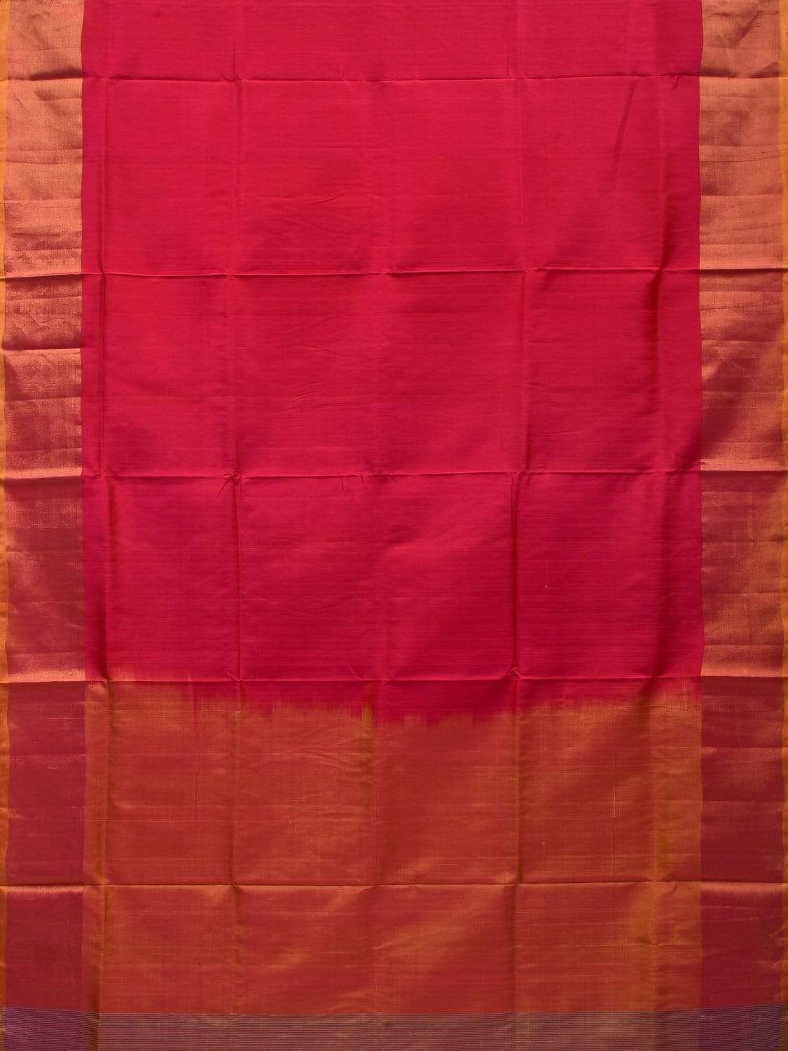 Pink and Mustard Uppada Silk Handloom Plain Saree with Contrast Pallu Design u1797