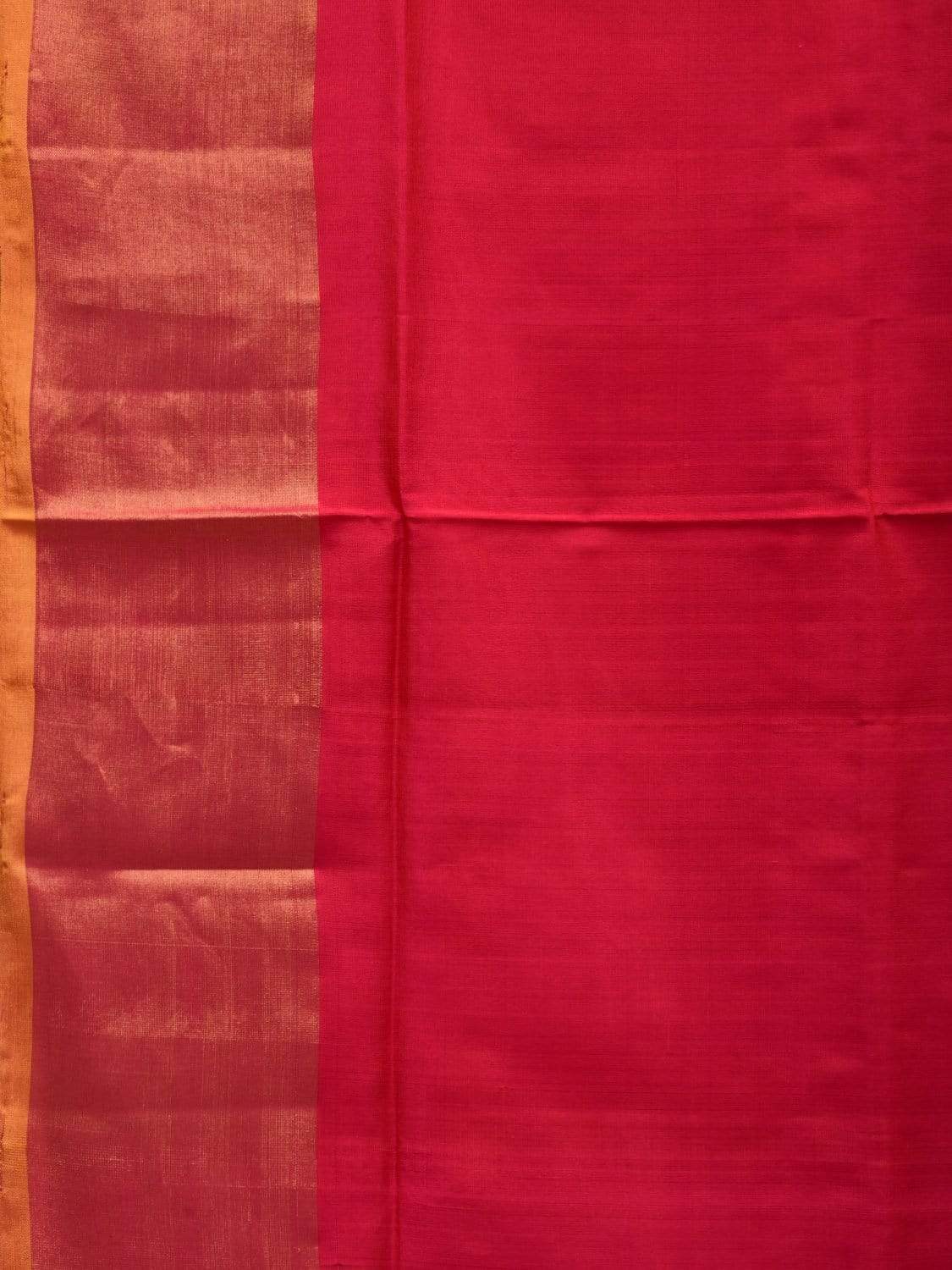 Pink and Mustard Uppada Silk Handloom Plain Saree with Contrast Pallu Design u1797
