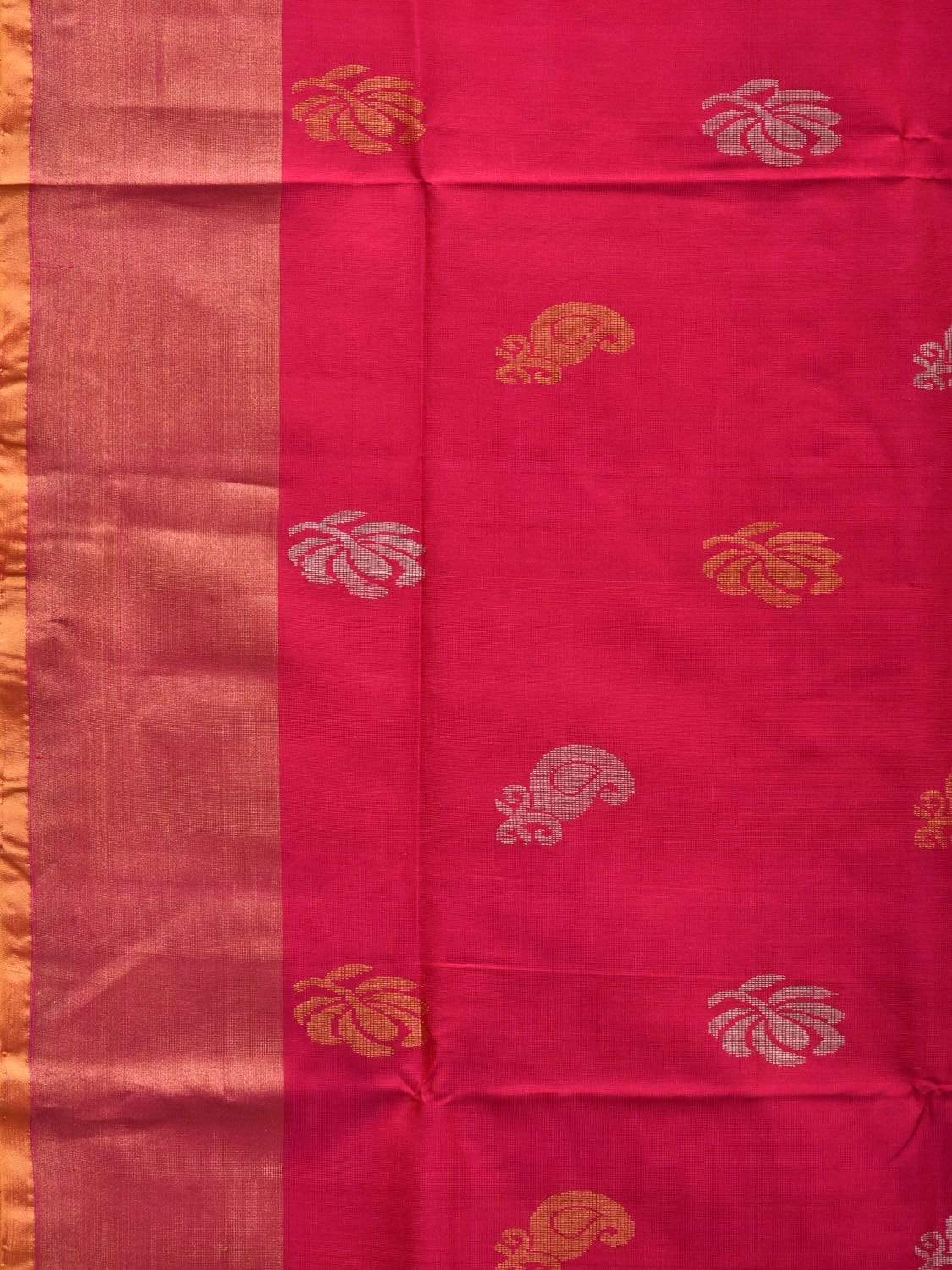 Pink and Mustard Uppada Silk Handloom Saree with Buta and Contrast Pallu Design u1813