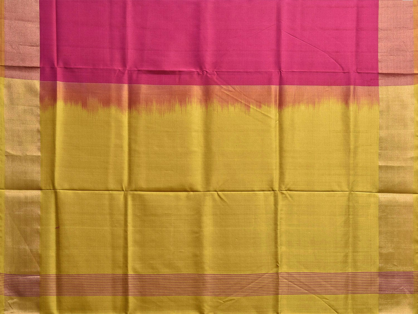Pink and Olive Uppada Silk Handloom Saree with Big Checks Design u2369