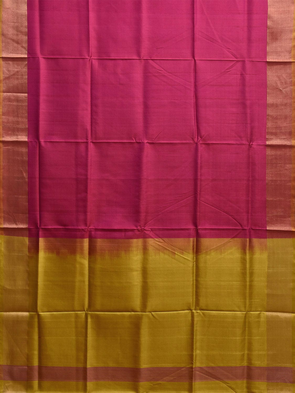 Pink and Olive Uppada Silk Handloom Saree with Big Checks Design u2369