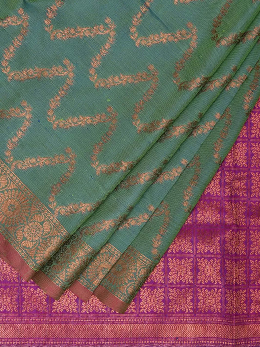 Pink and Pista Katan Silk Saree with Border and Body Butta Design b0063ds