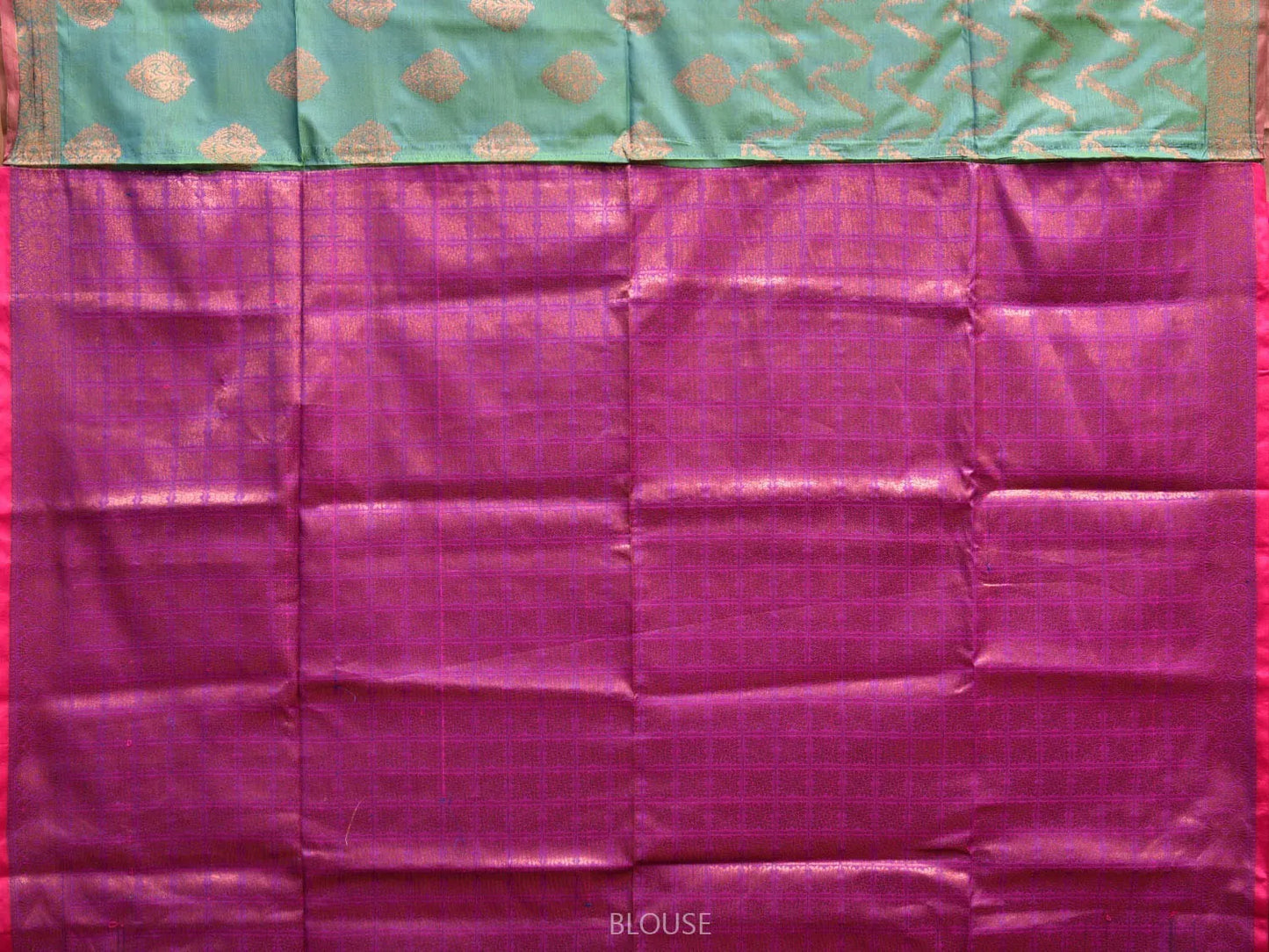 Pink and Pista Katan Silk Saree with Border and Body Butta Design b0063ds
