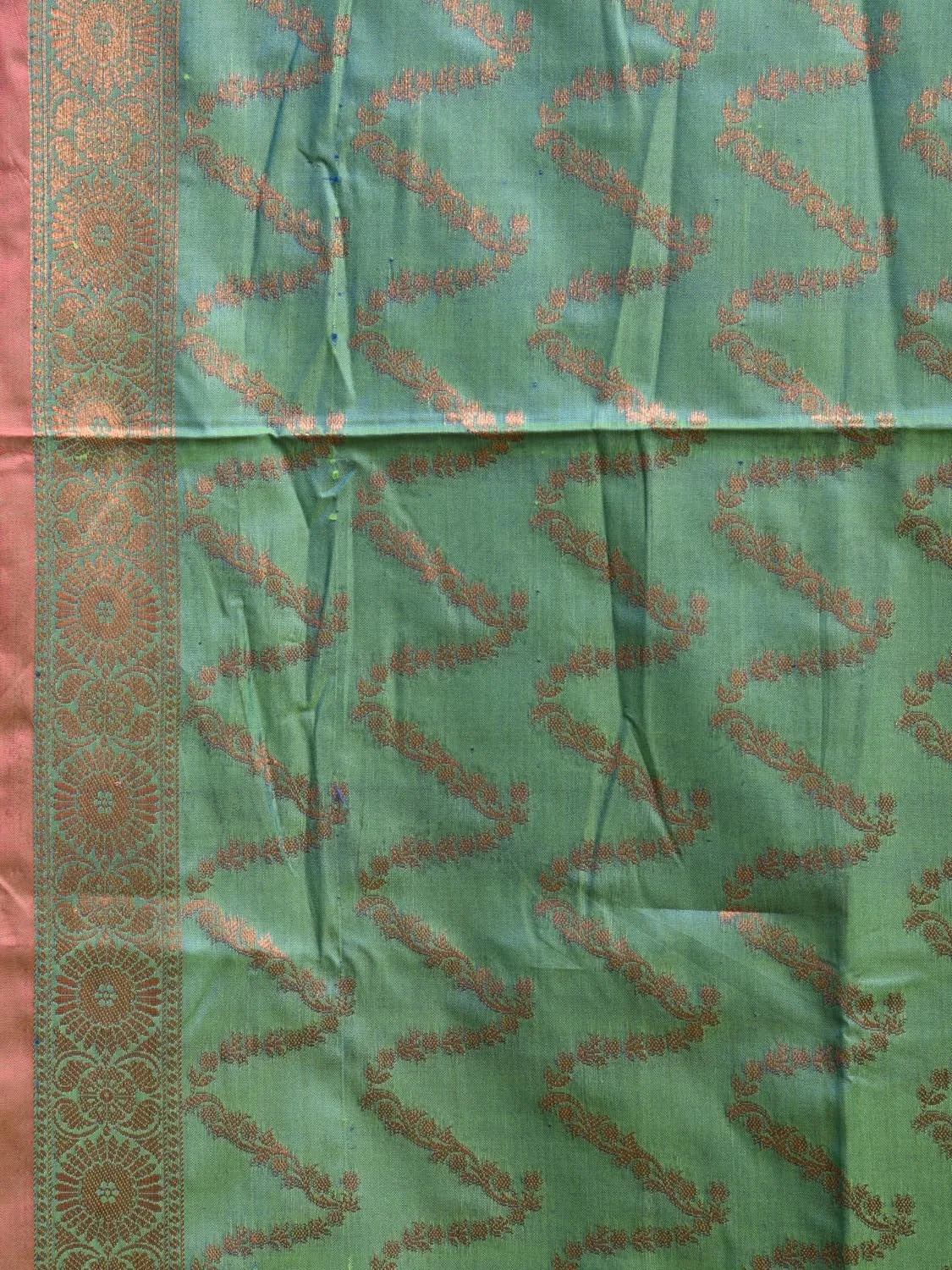 Pink and Pista Katan Silk Saree with Border and Body Butta Design b0063ds